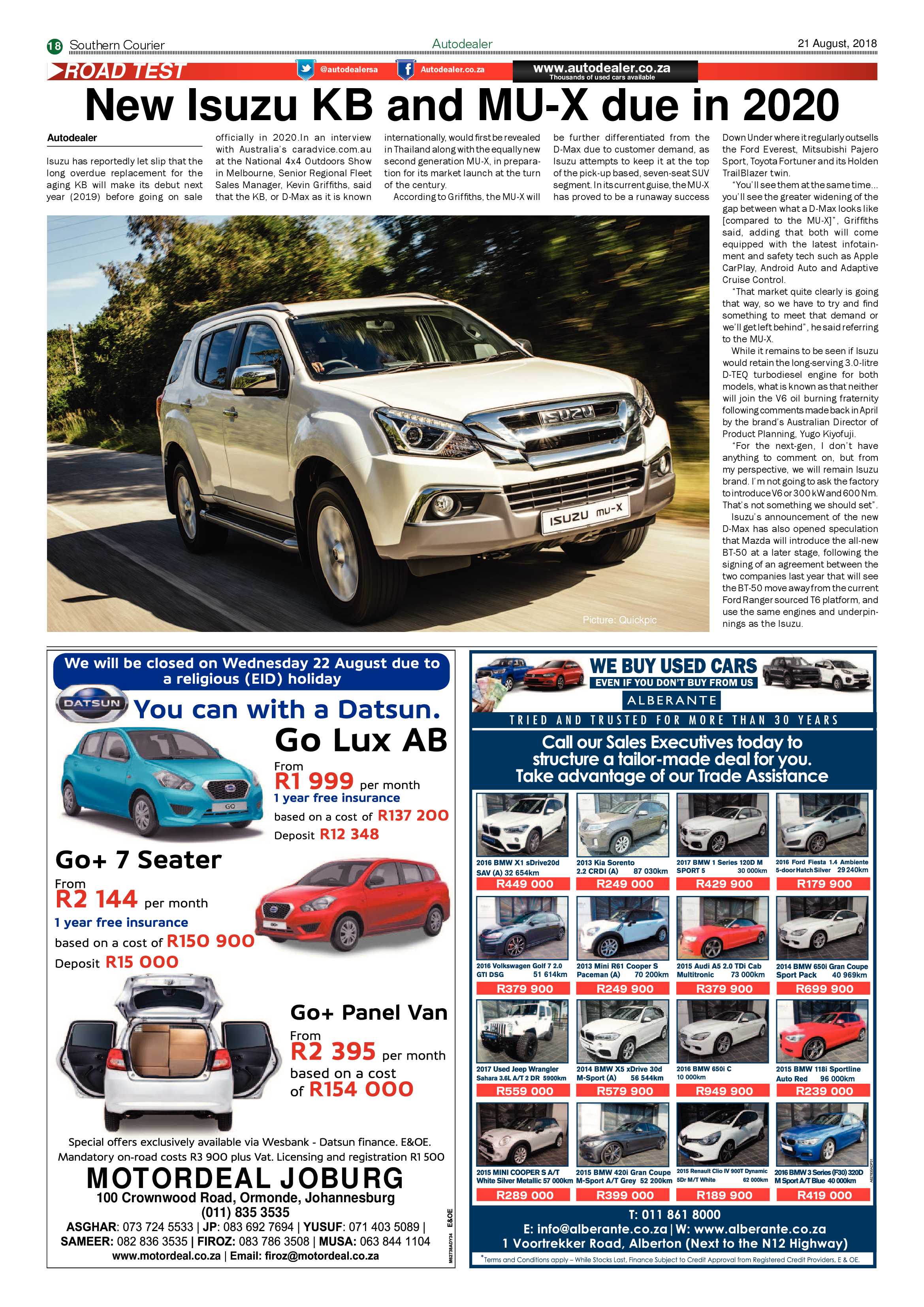 Southern Courier 21 August 2018 page 18