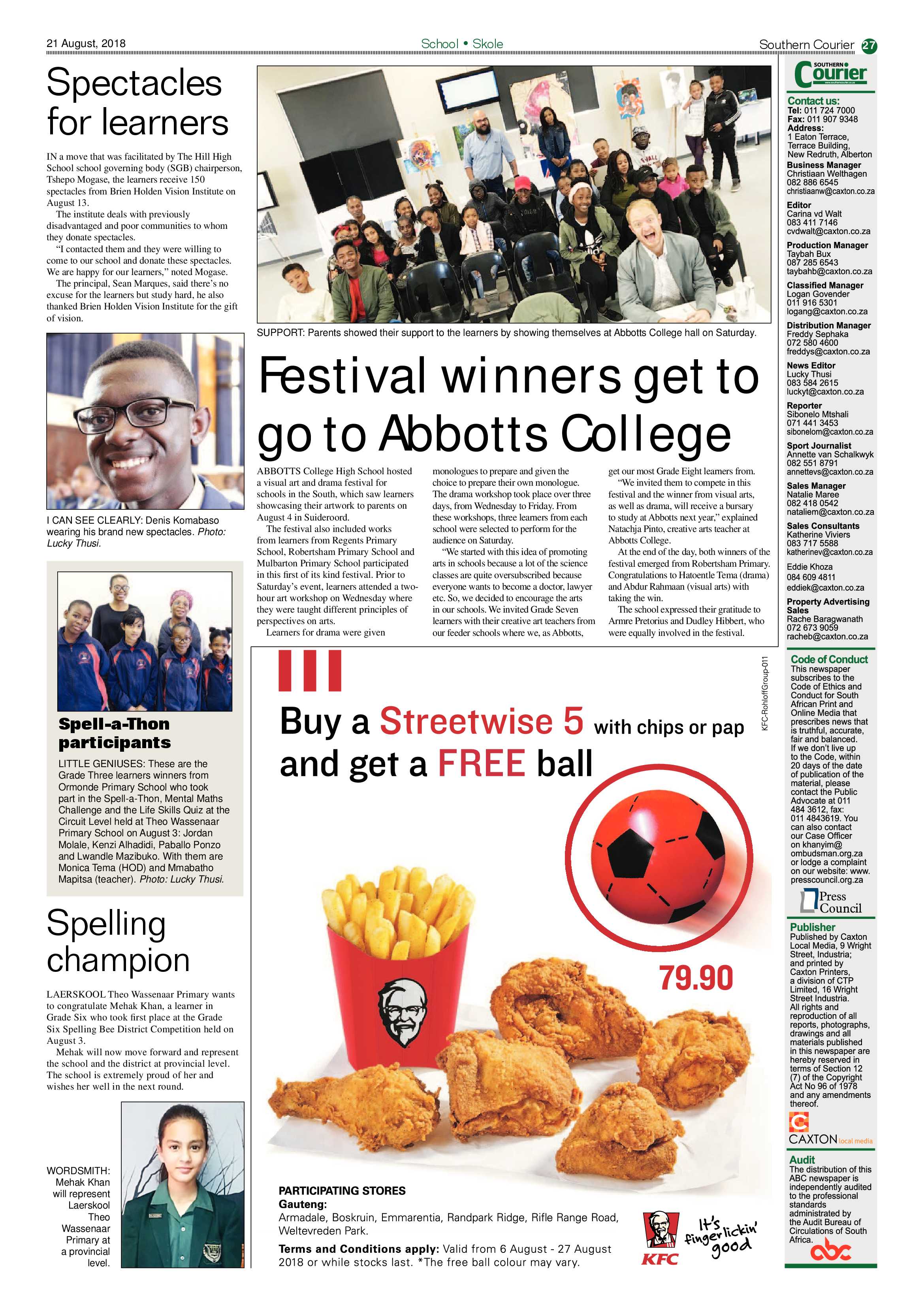 Southern Courier 21 August 2018 page 27