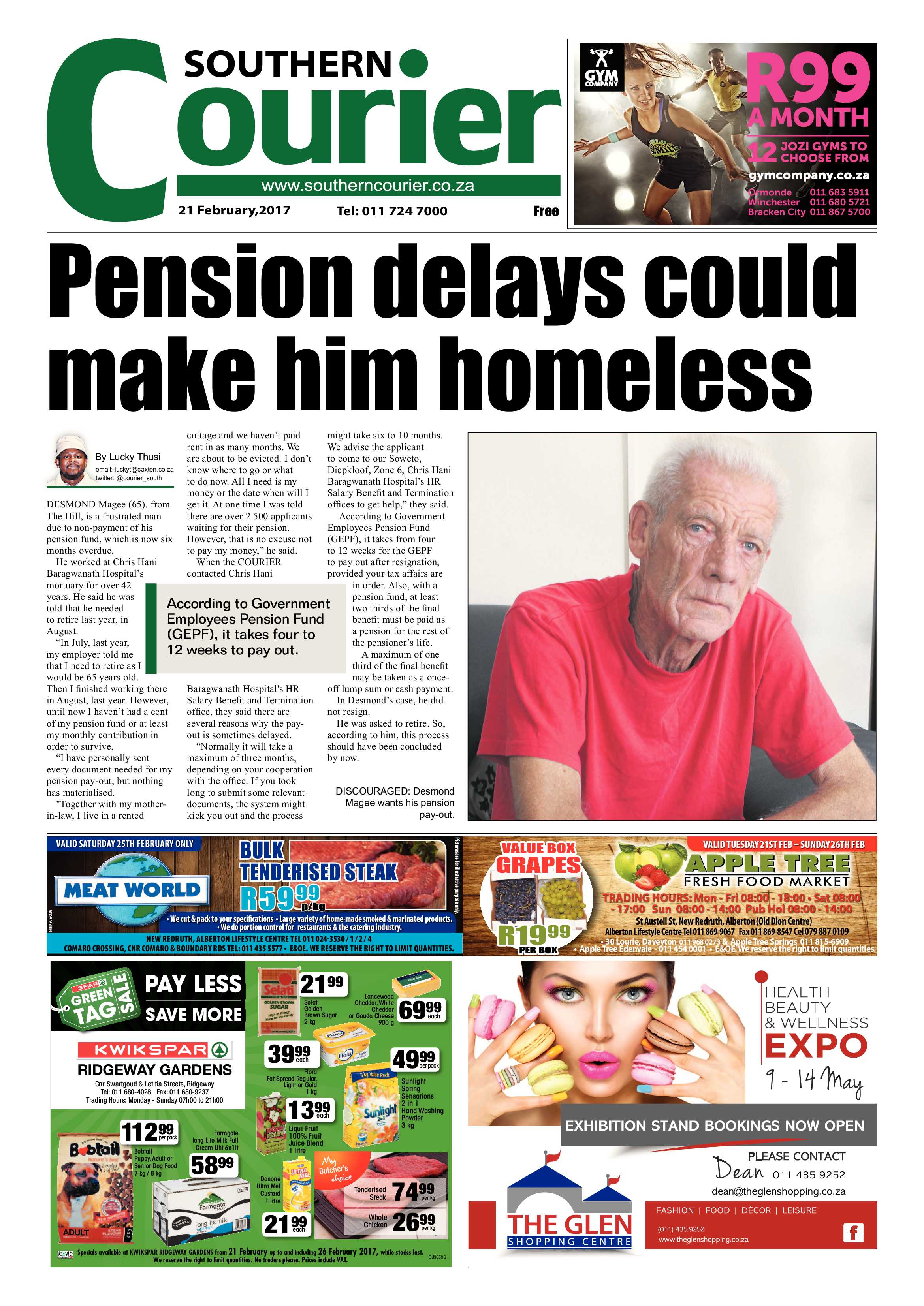 Southern Courier 21 February 2017 page 1
