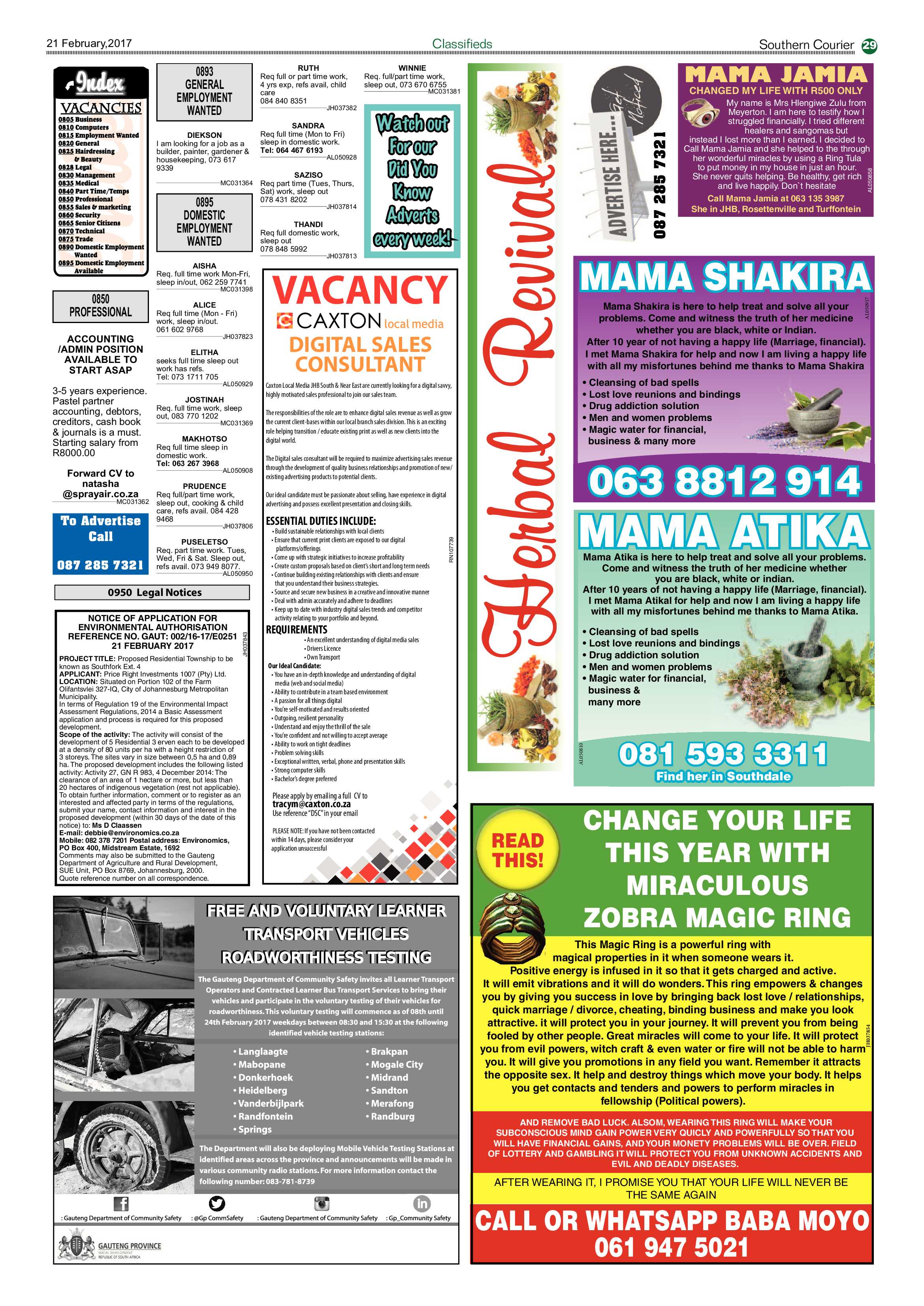 Southern Courier 21 February 2017 page 29