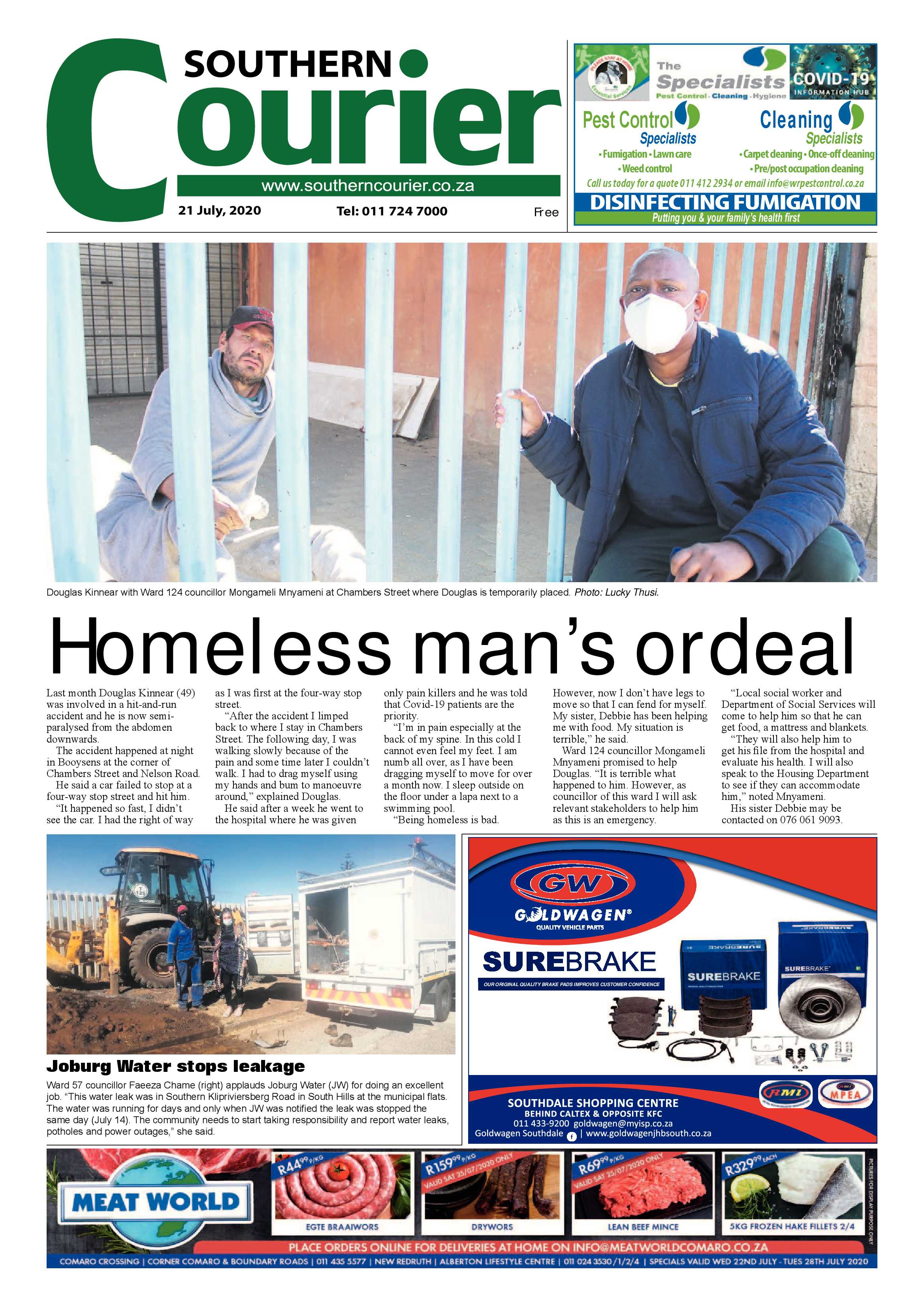 Southern Courier 21 July 2020 page 1
