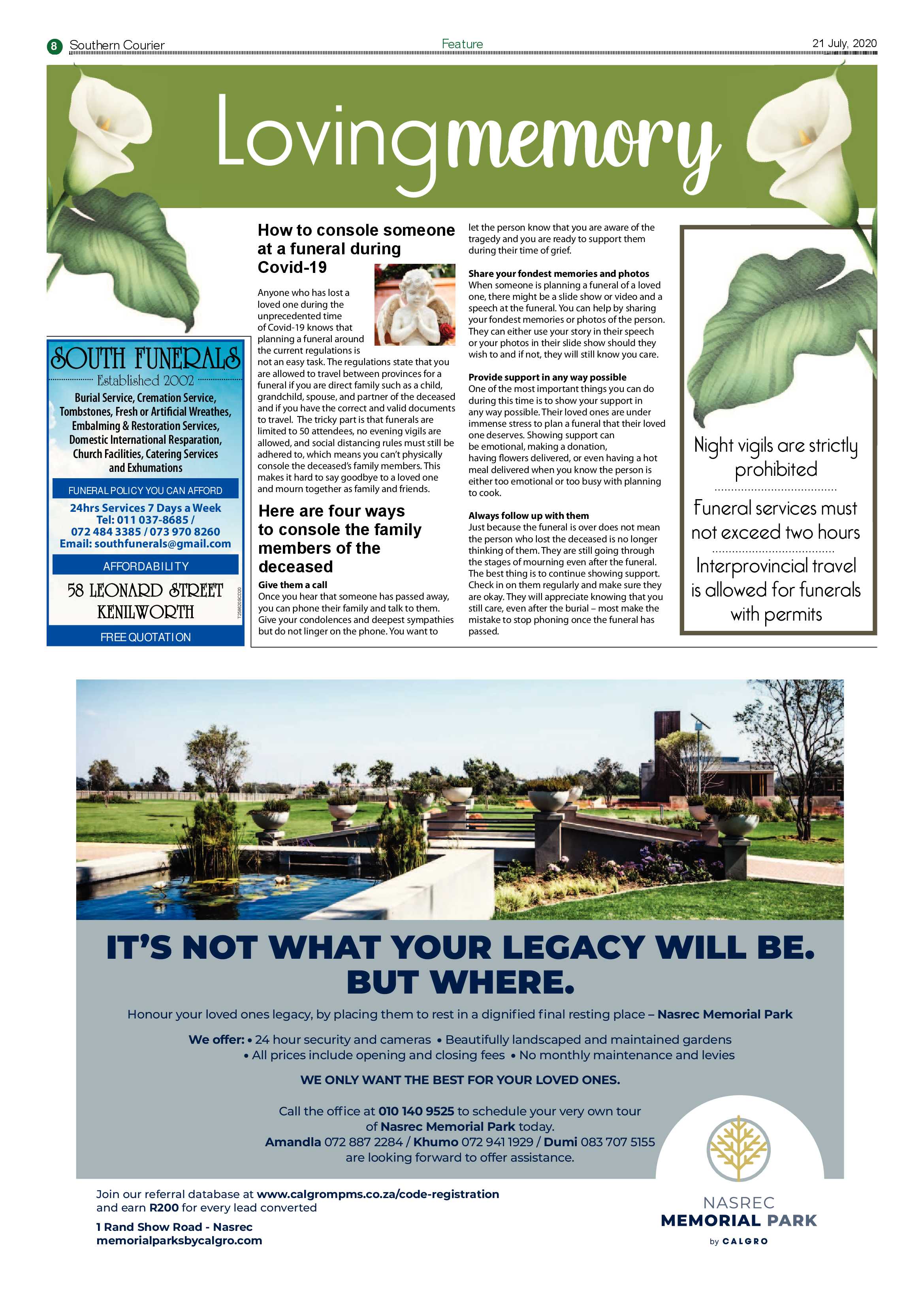 Southern Courier 21 July 2020 page 8