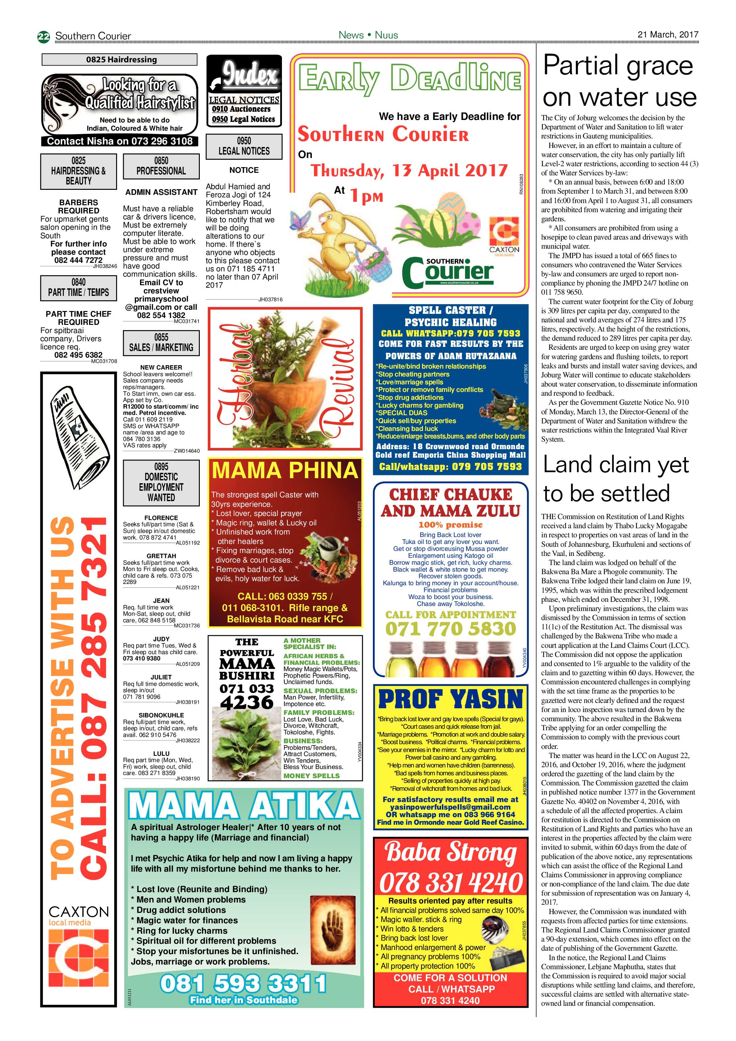 Southern Courier 21 March 2017 page 22
