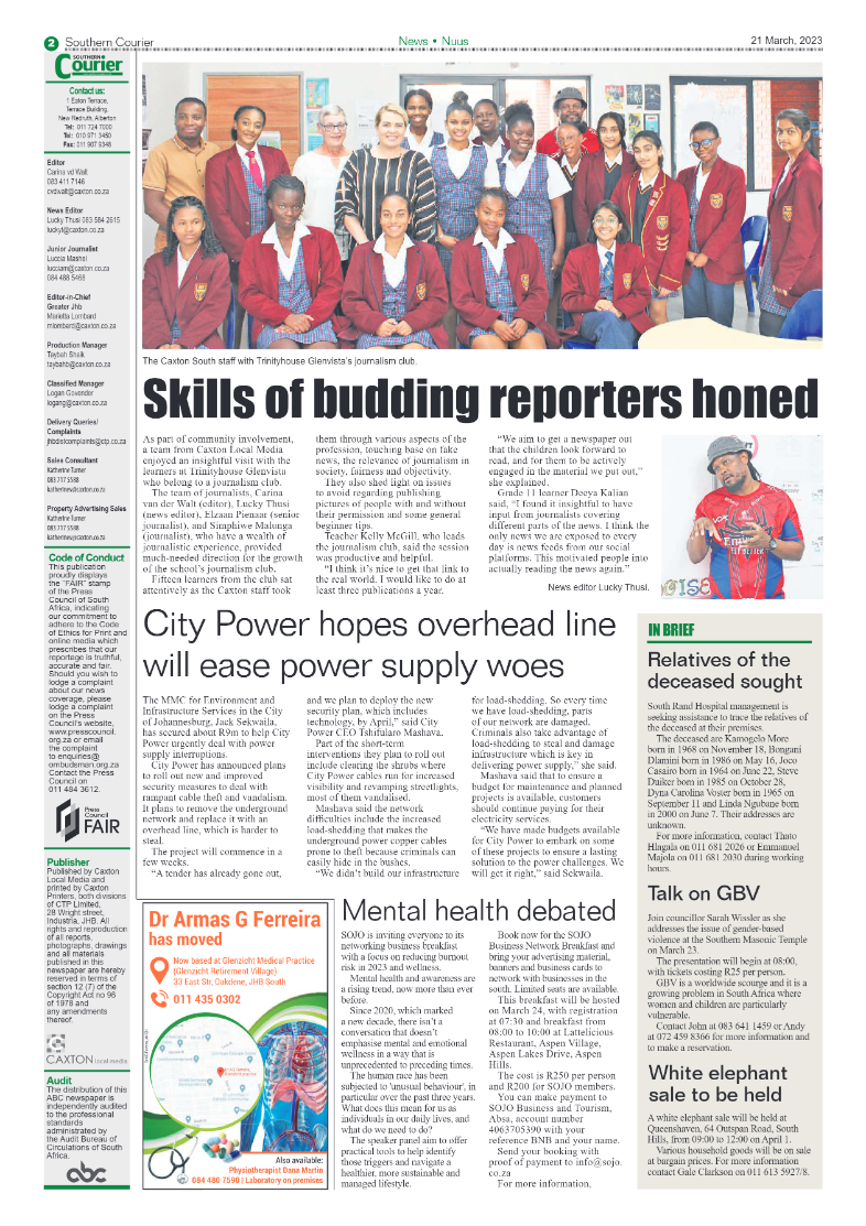Southern Courier 21 March 2023 page 2