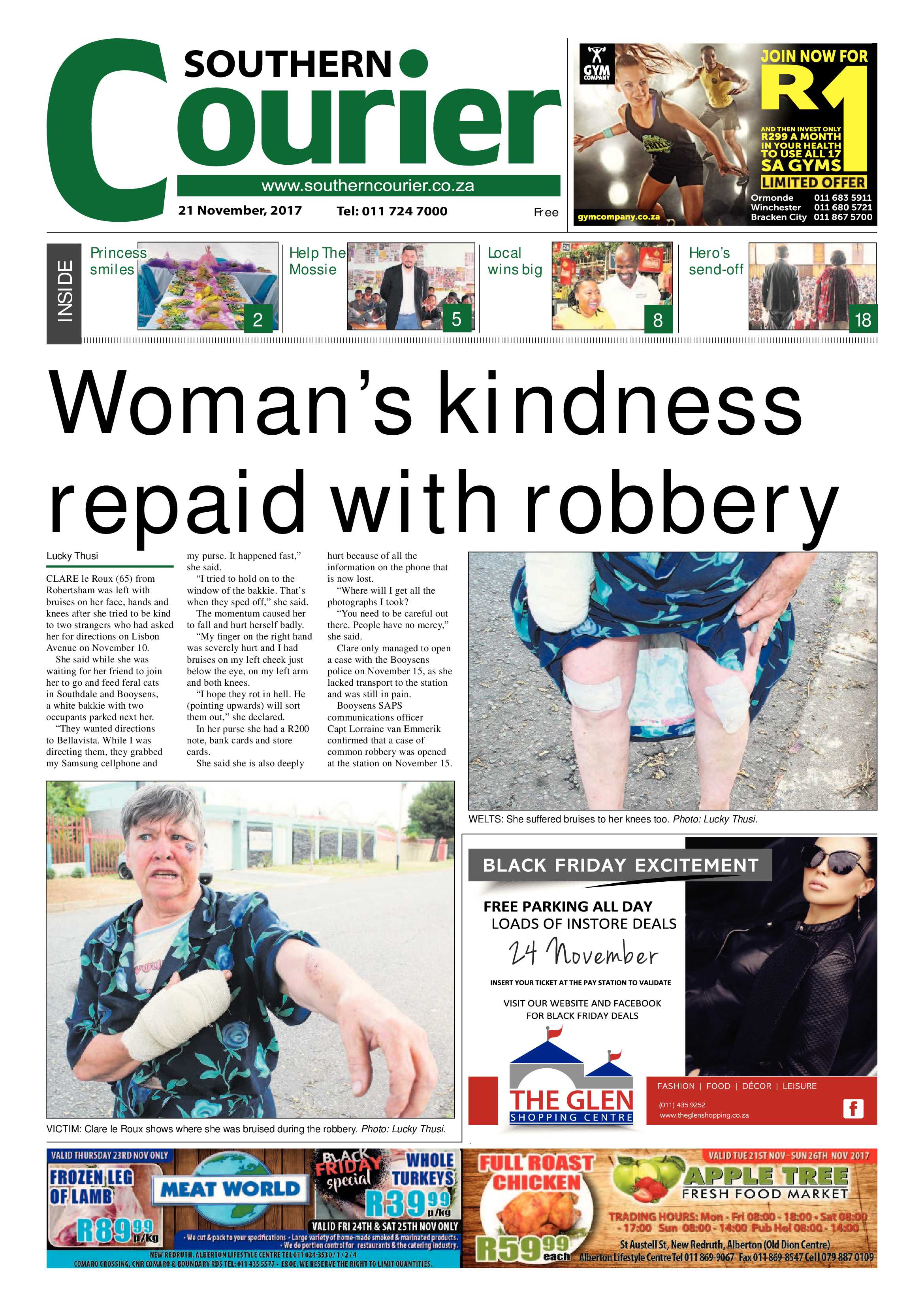 Southern Courier 21 November 2017 page 1