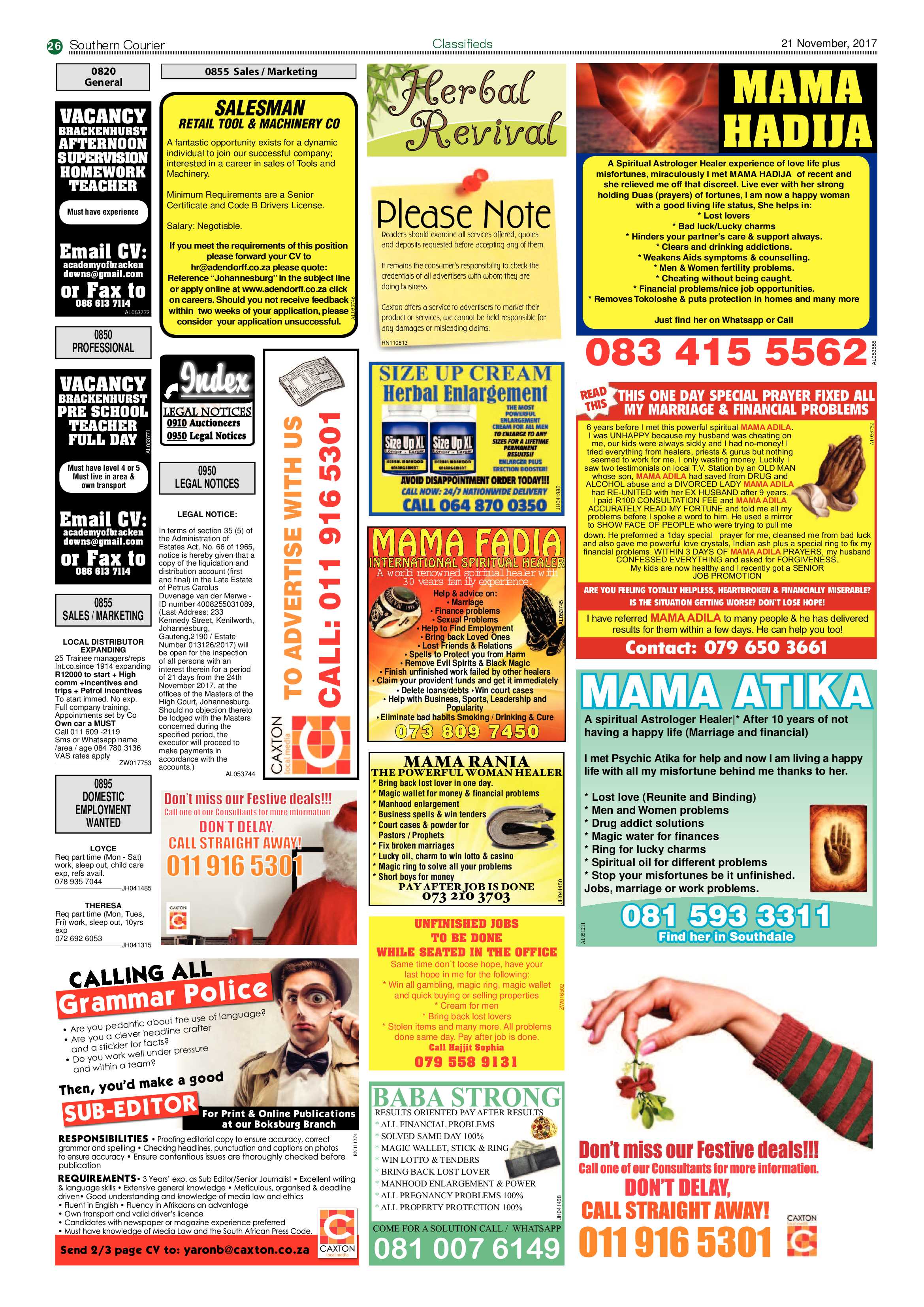 Southern Courier 21 November 2017 page 26