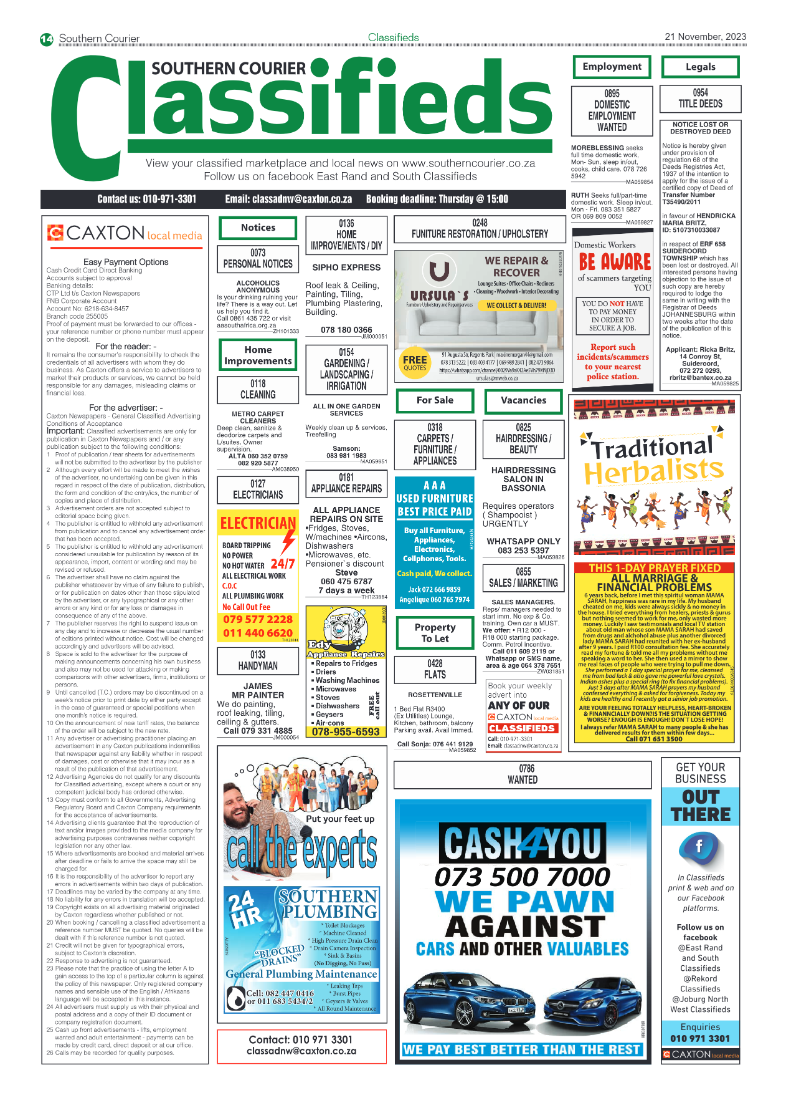 Southern Courier 21 November 2023 page 14