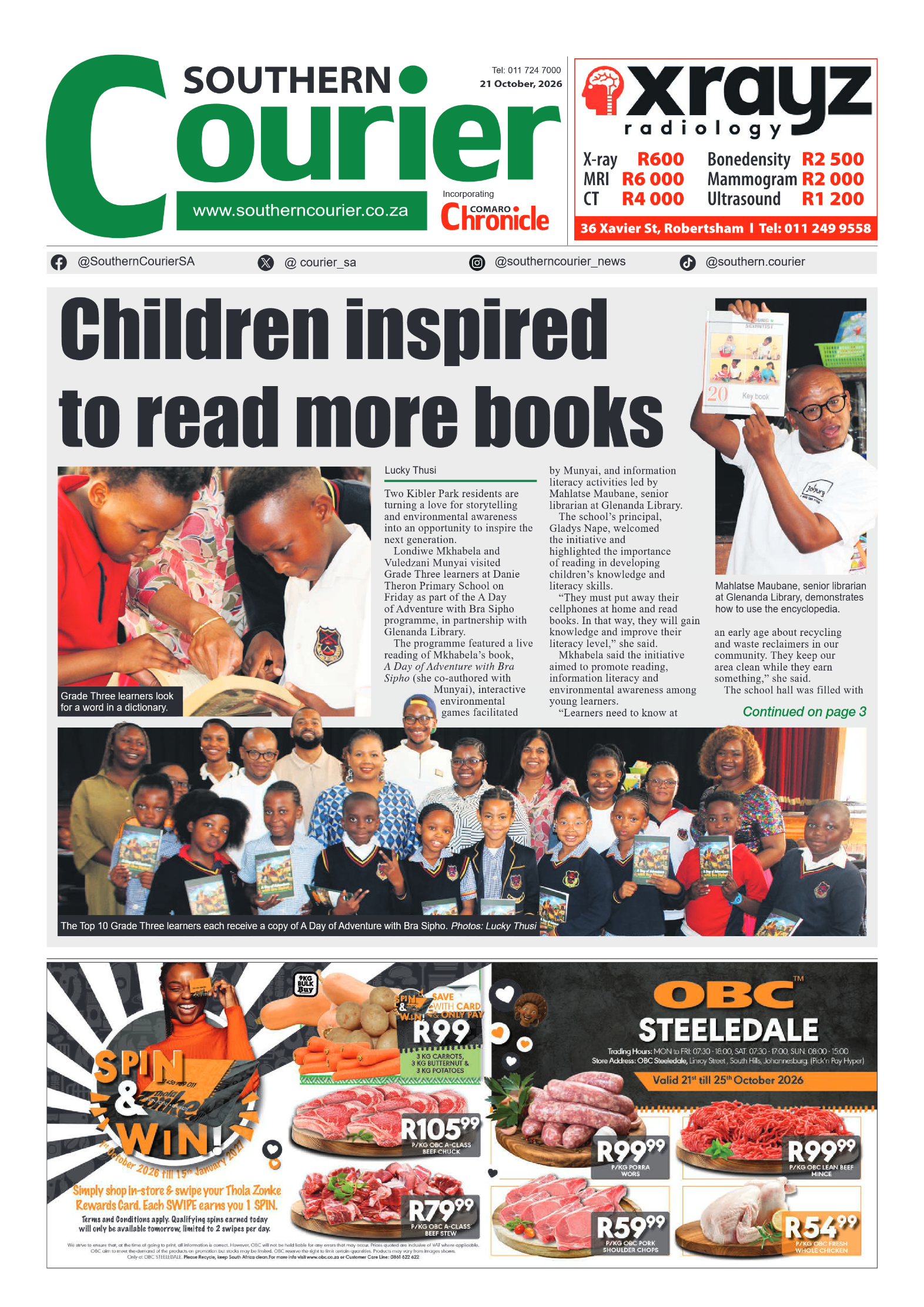 Southern Courier 21 October 2026 page 1