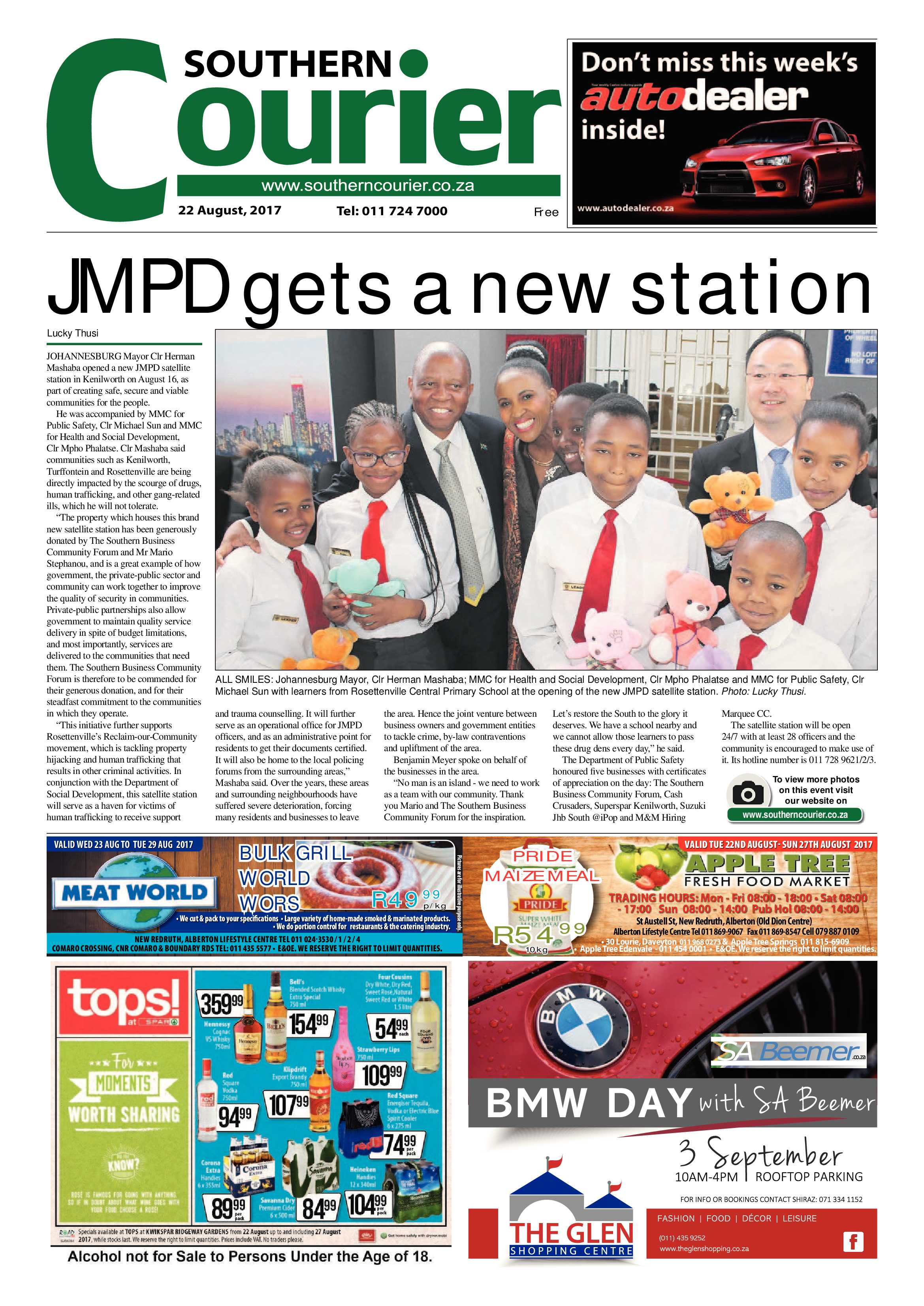 Southern Courier 22 August 2017 page 1