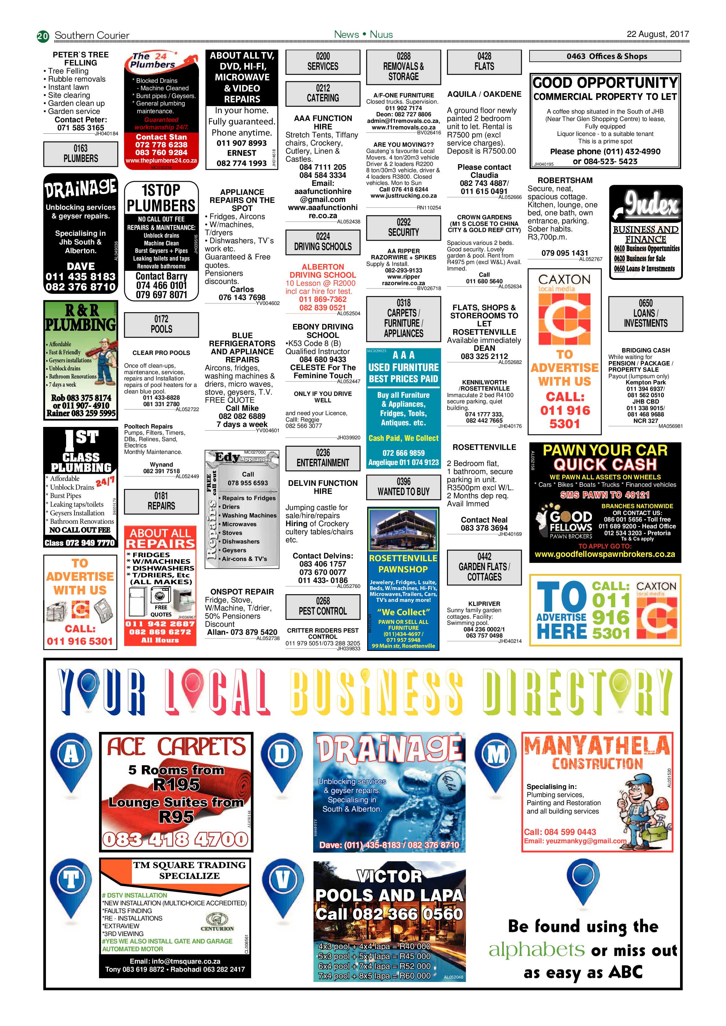 Southern Courier 22 August 2017 page 20