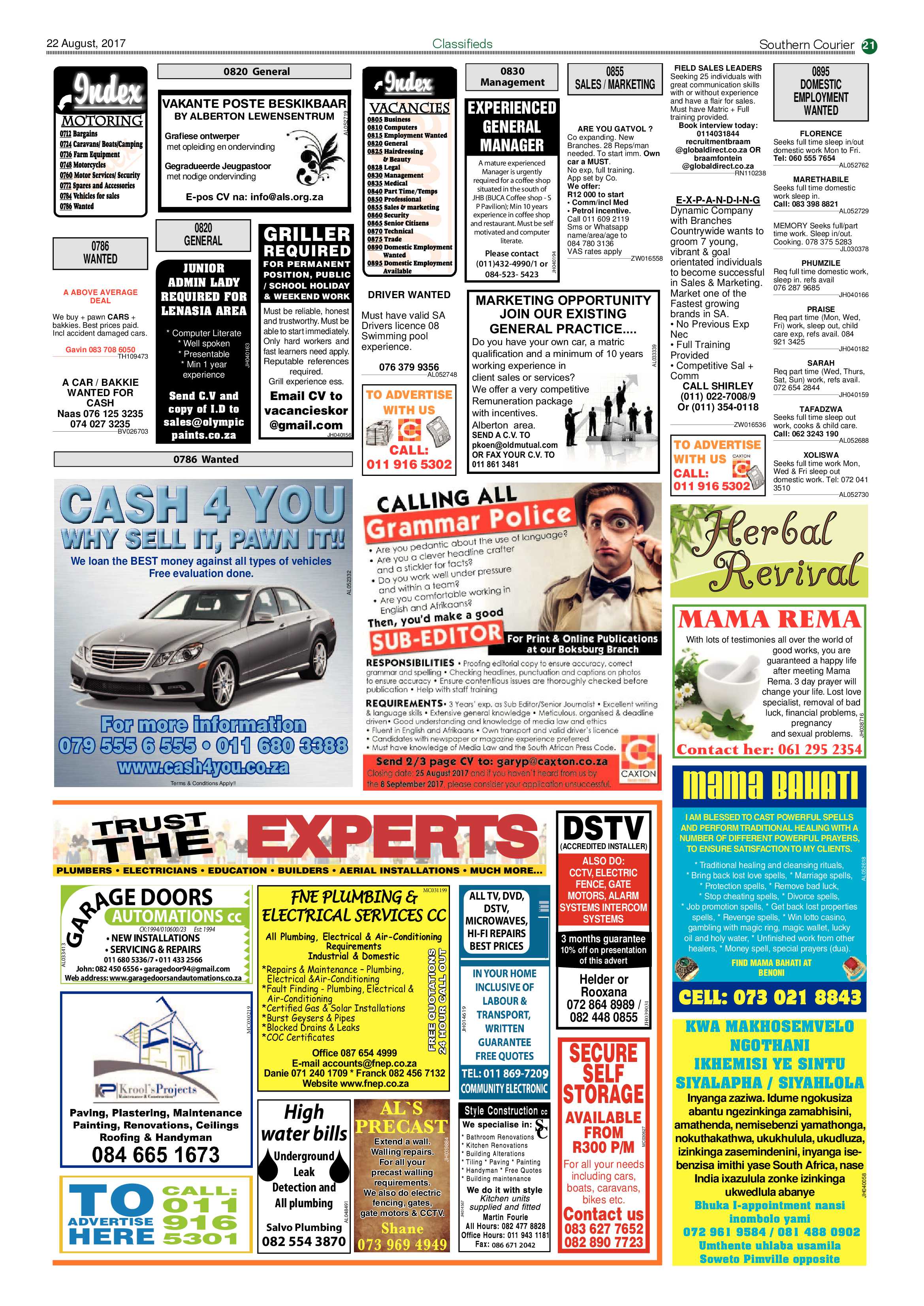 Southern Courier 22 August 2017 page 21