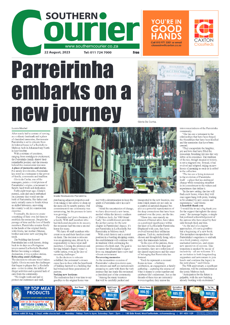 Southern Courier 22 August 2023 page 1