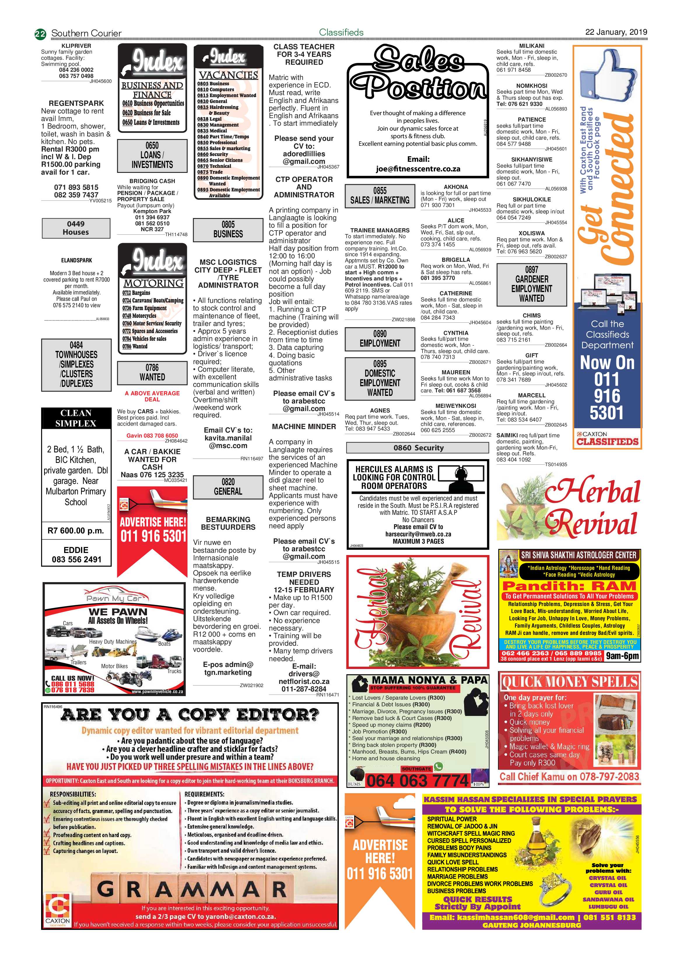 Southern Courier 22 January 2019 page 22