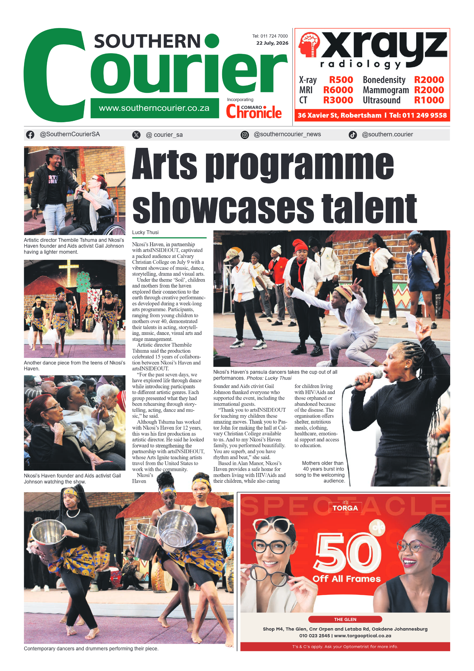 Southern Courier 22 July 2026 page 1