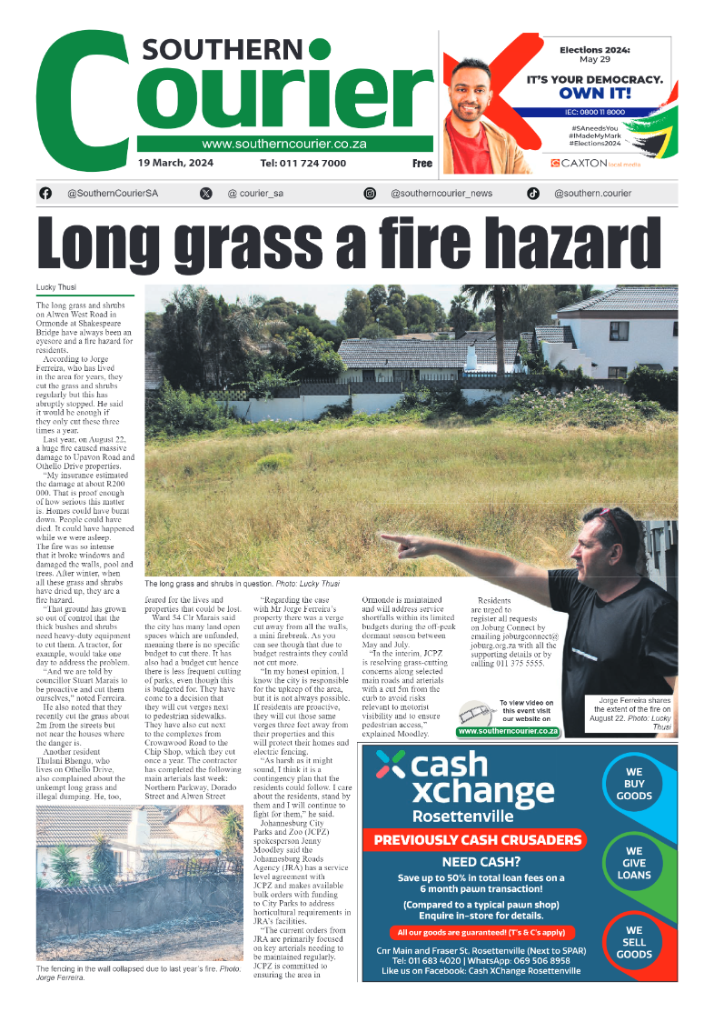 Southern Courier 22 March 2024 page 1