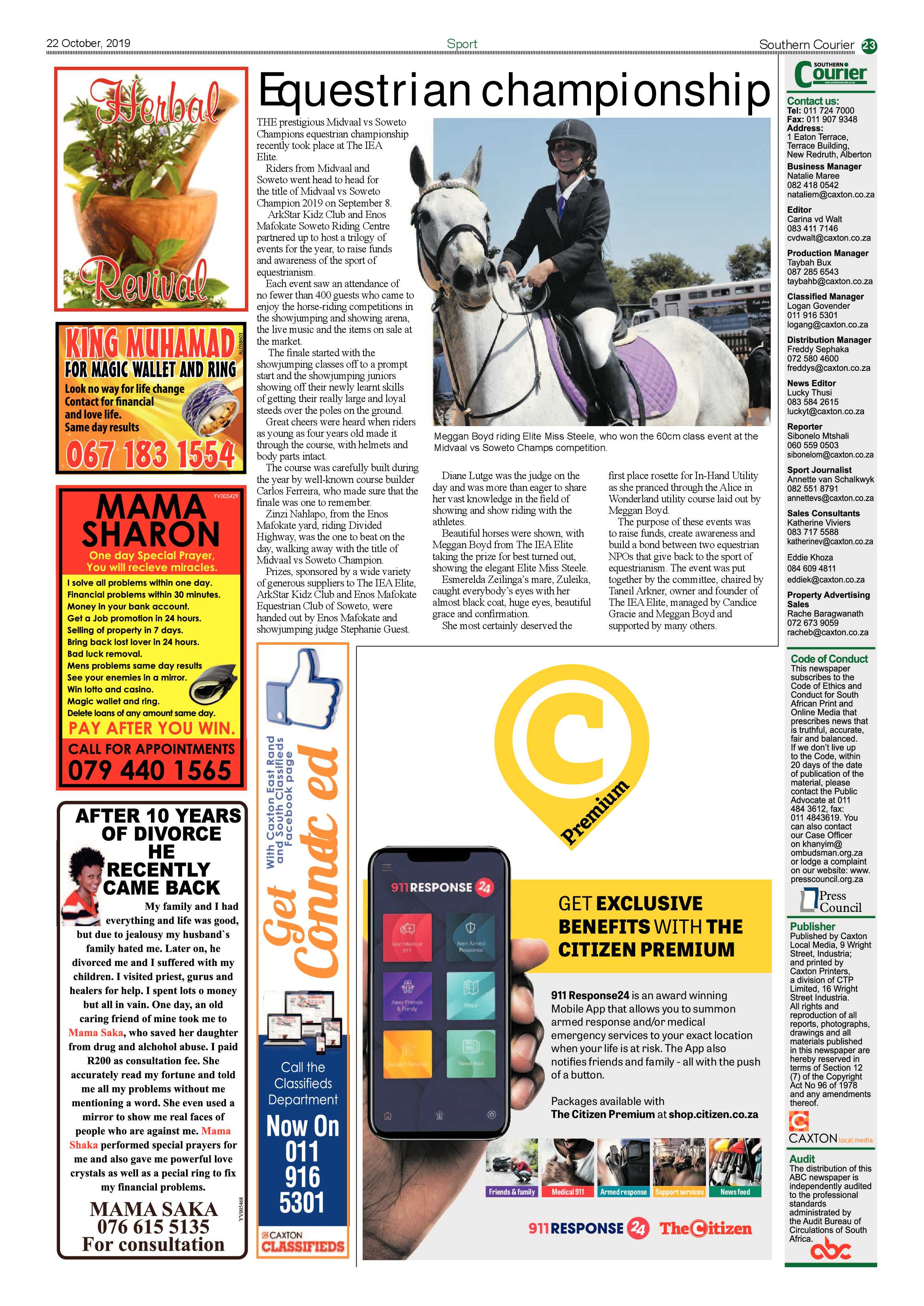 Southern Courier 22 October 2019 page 23