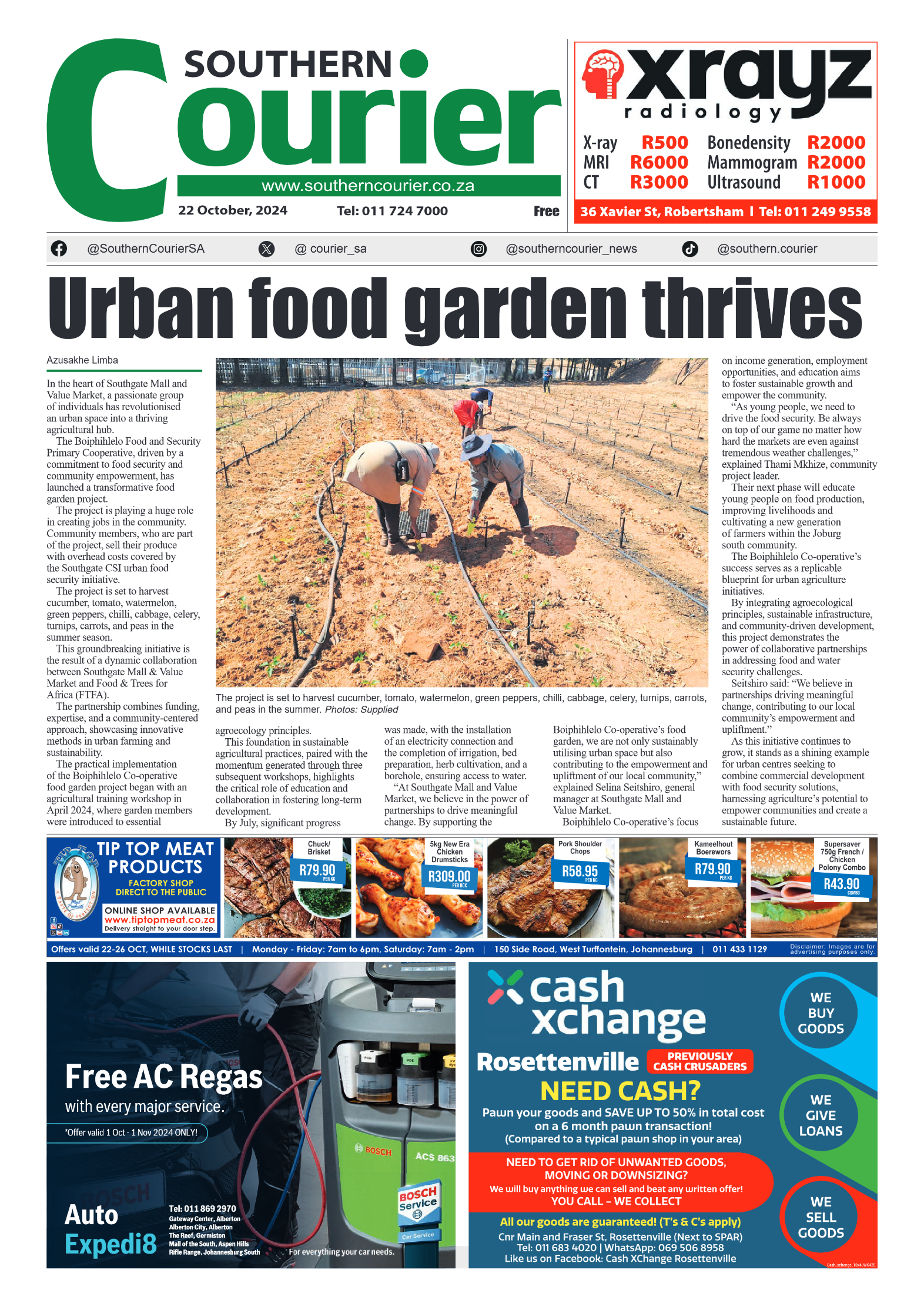 Southern Courier 22 October 2024 page 1