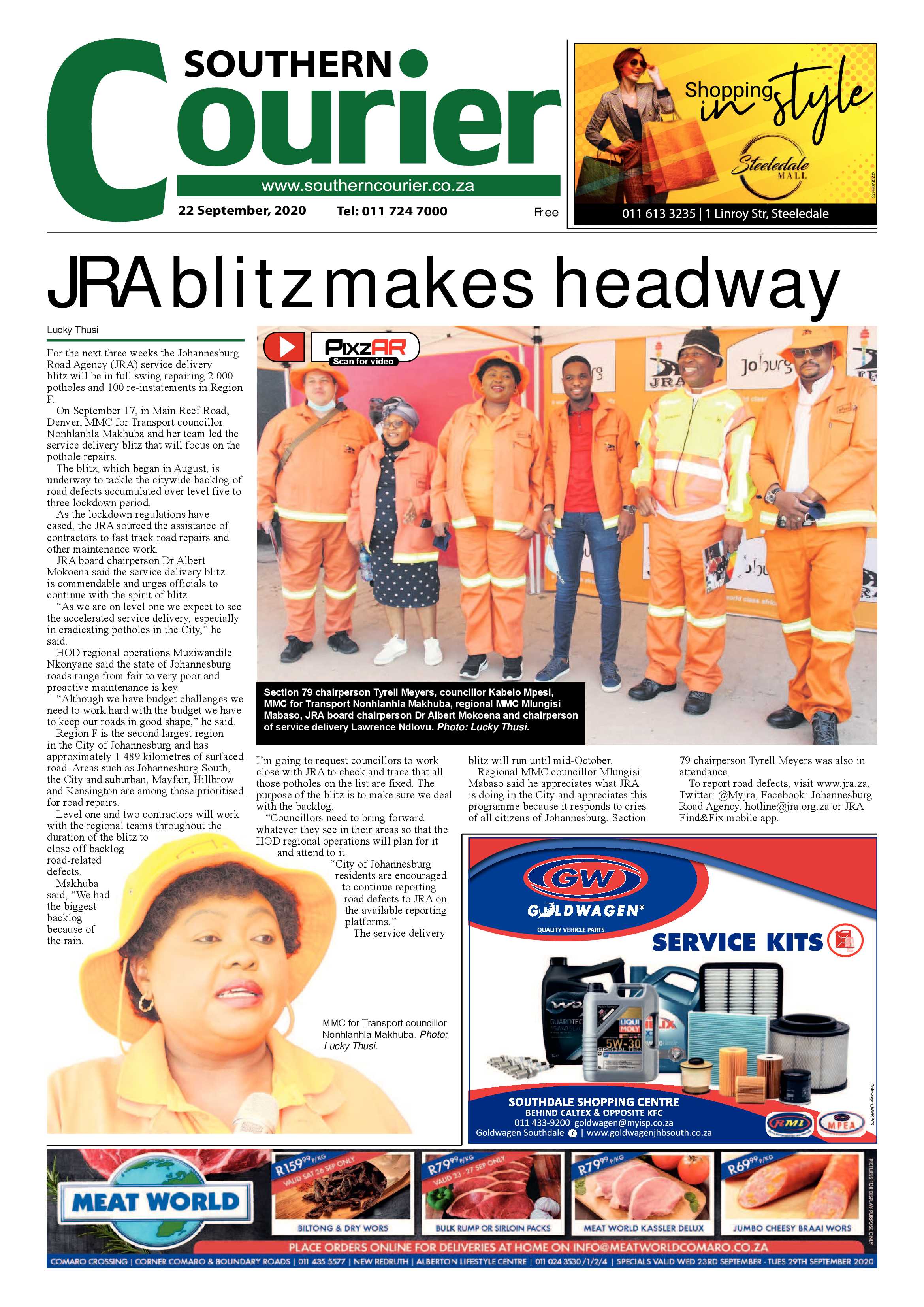 Southern Courier 22 September 2020 page 1