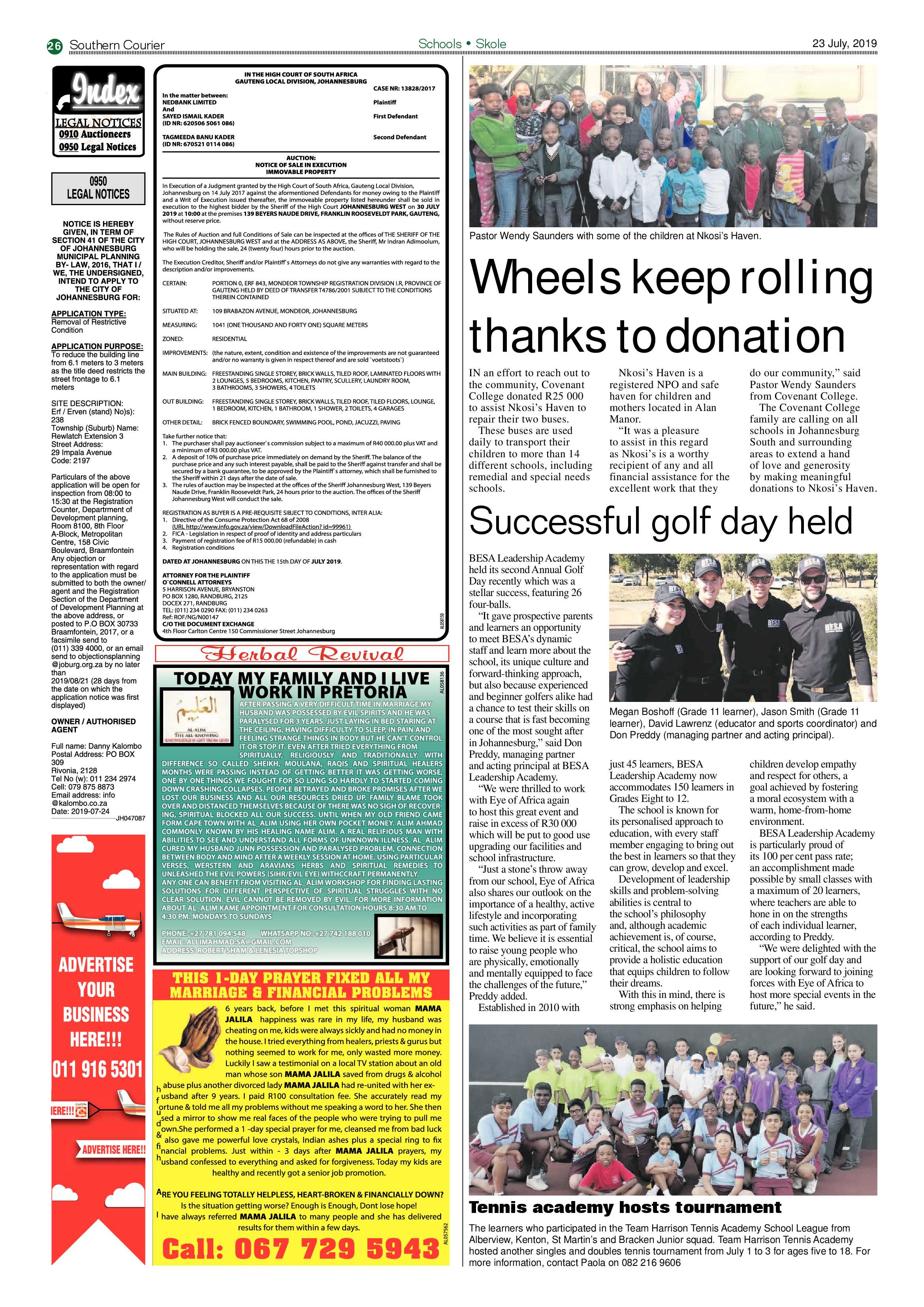 Southern Courier 23 July 2019 page 26