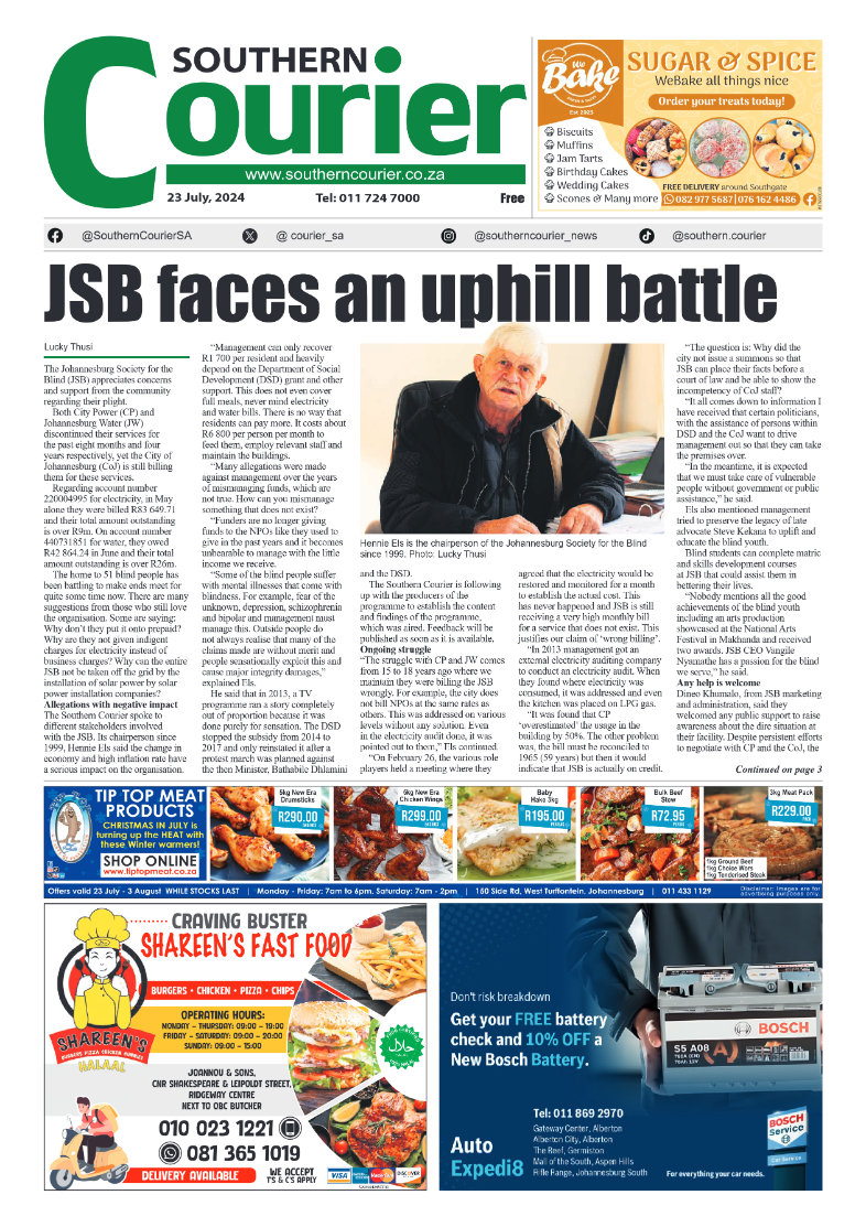 Southern Courier 23 July 2024 page 1