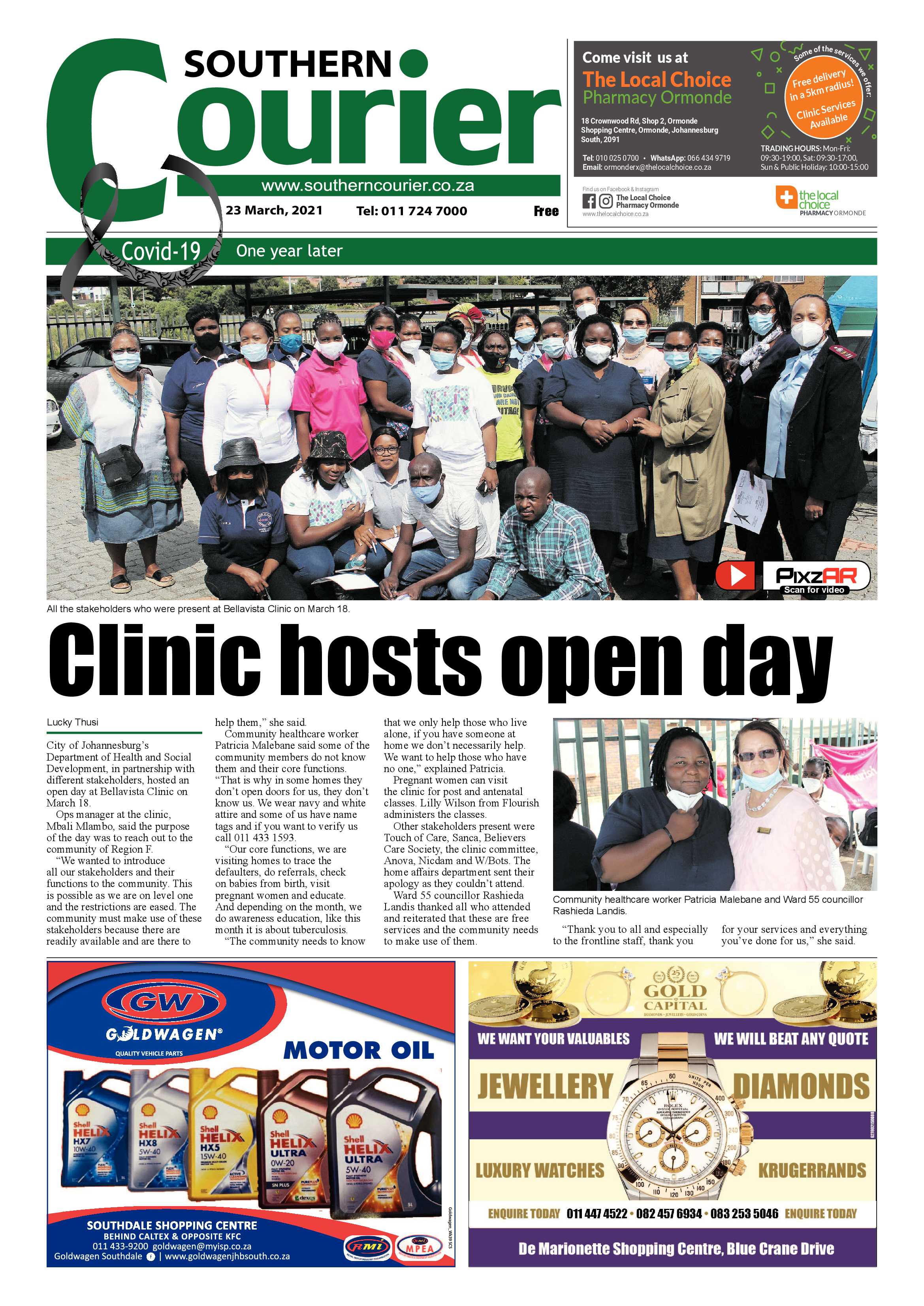 Southern Courier 23 March 2021 page 1