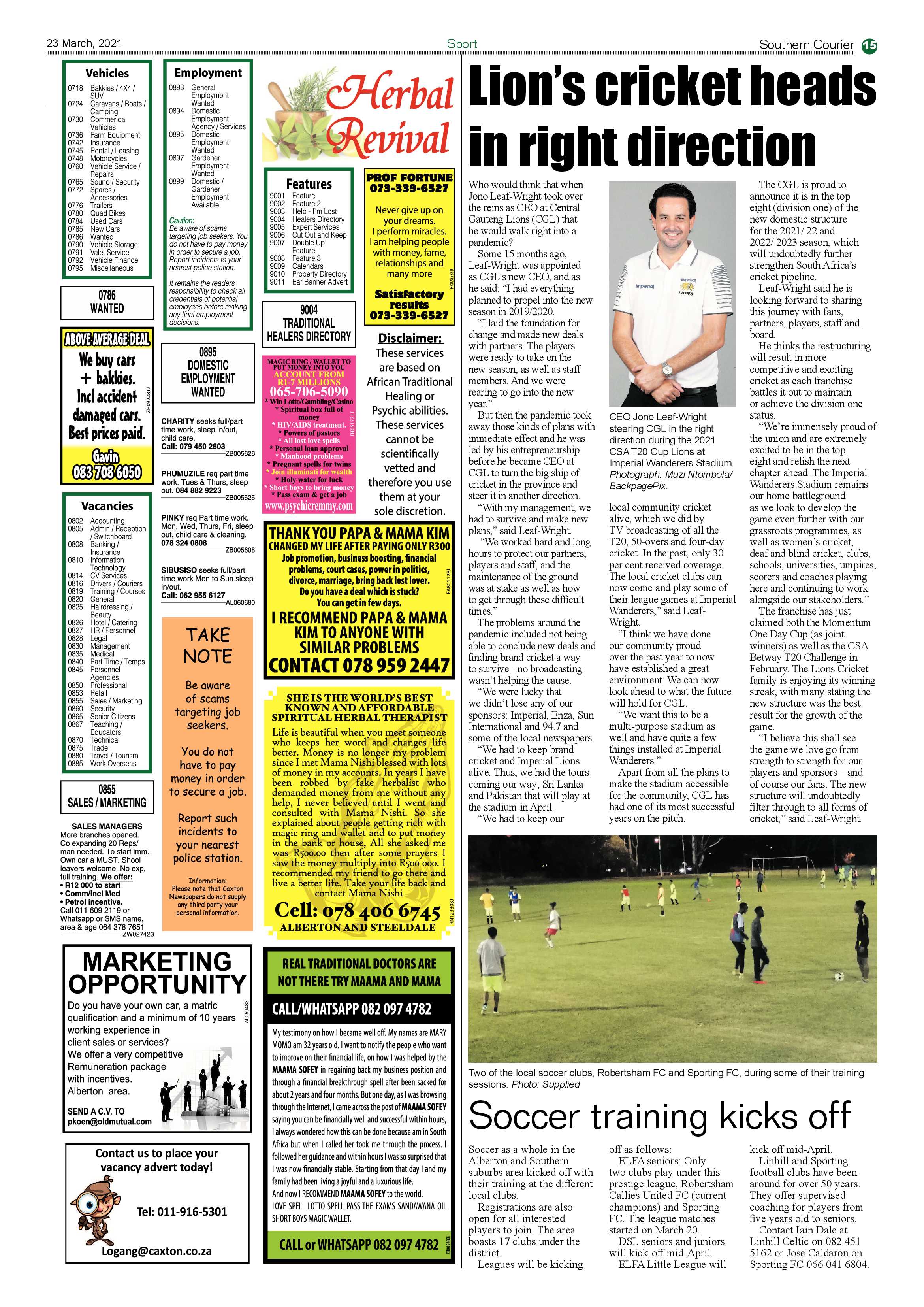 Southern Courier 23 March 2021 page 15