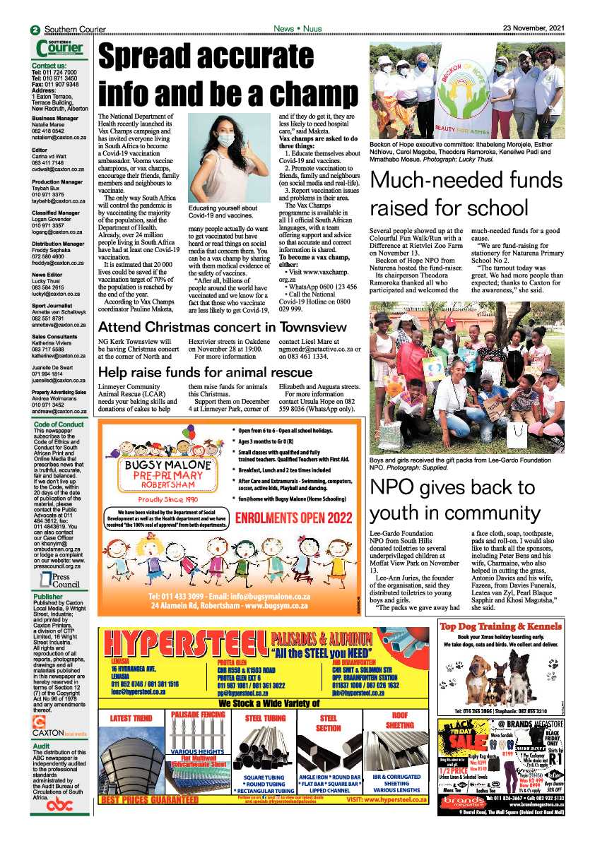 Southern Courier 23 November 2021 page 6