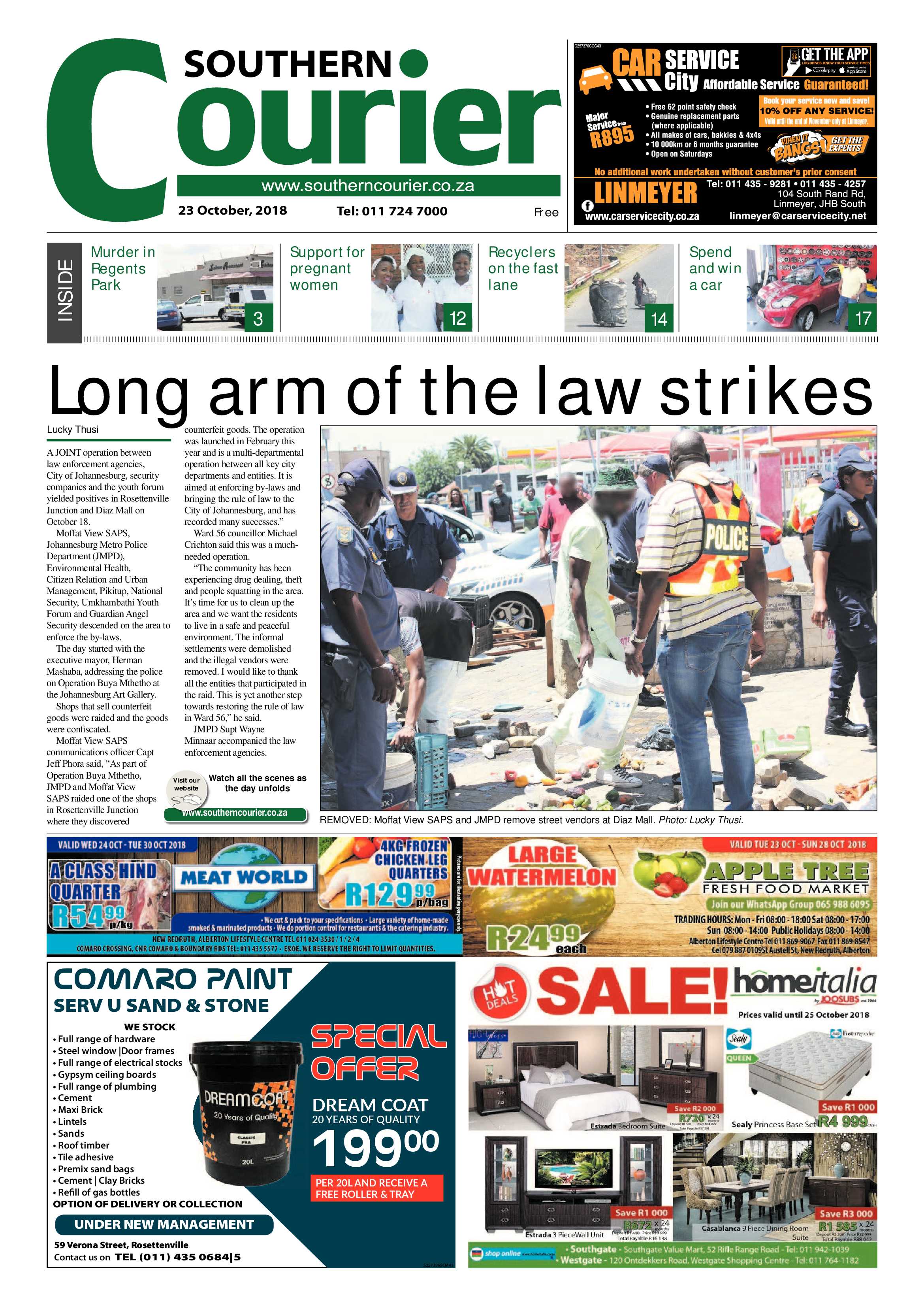 Southern Courier 23 October 2018 page 1