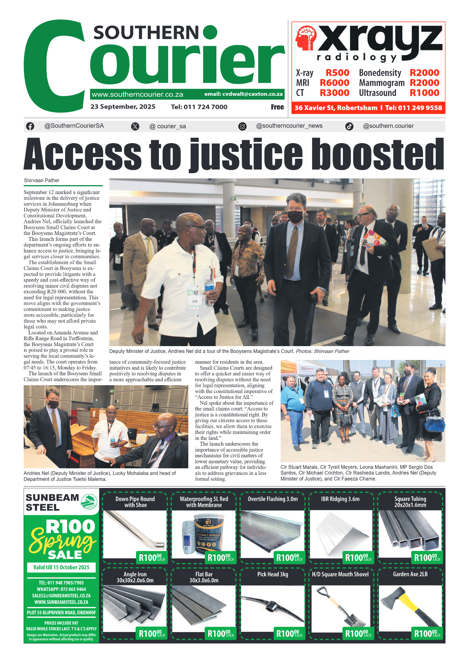 Southern Courier 23 September 2025 page 1