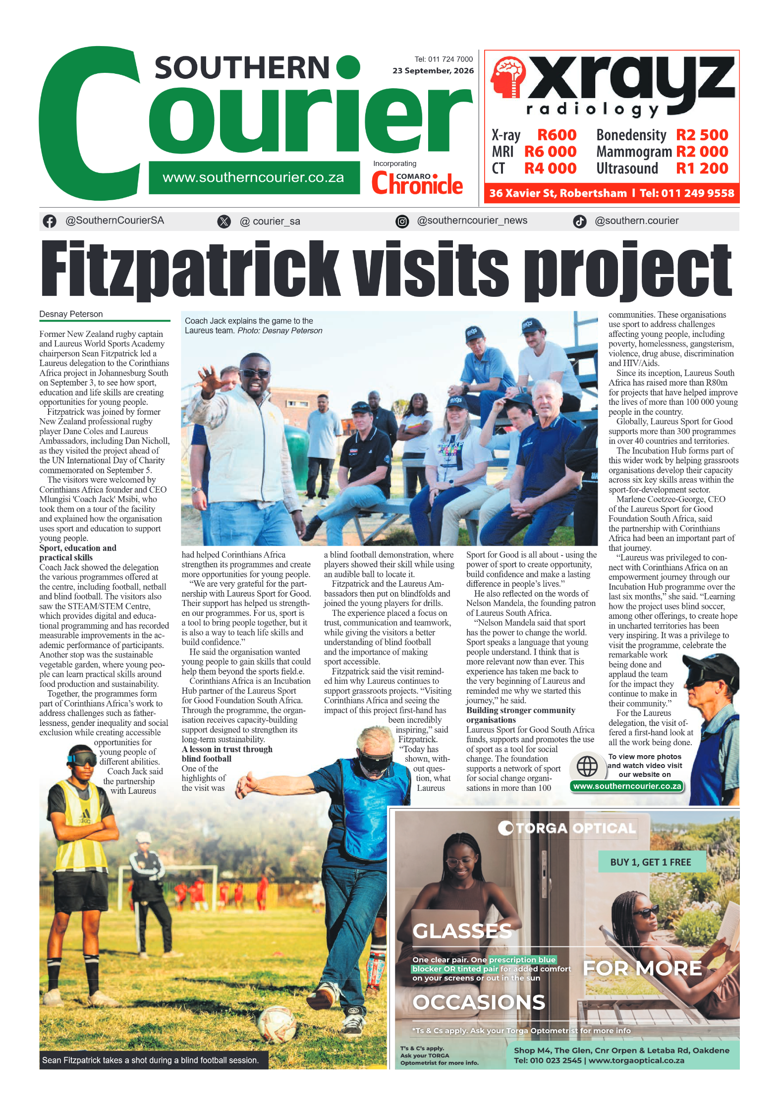 Southern Courier 23 September 2026 page 1