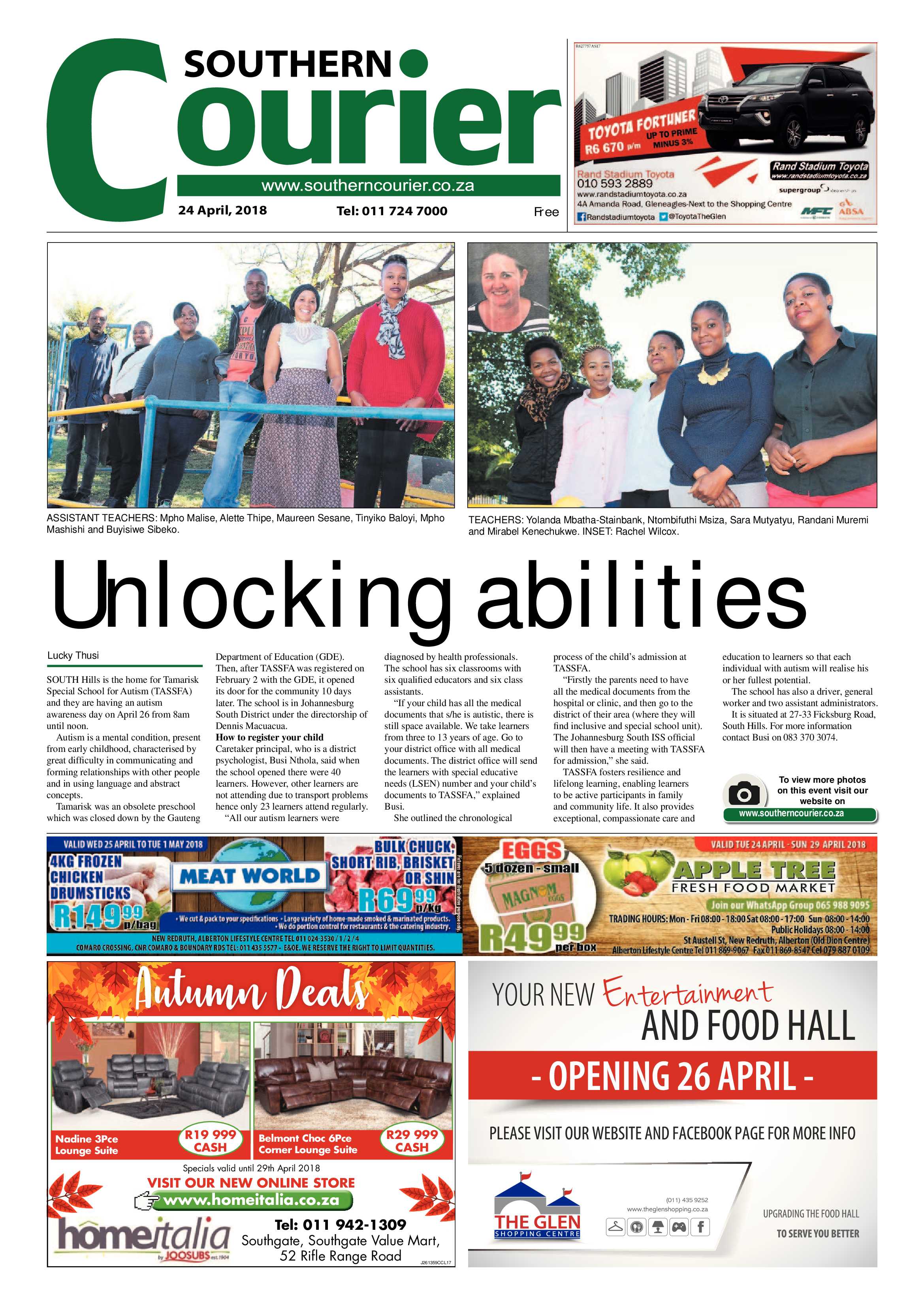 Southern Courier 24 April 2018 page 1