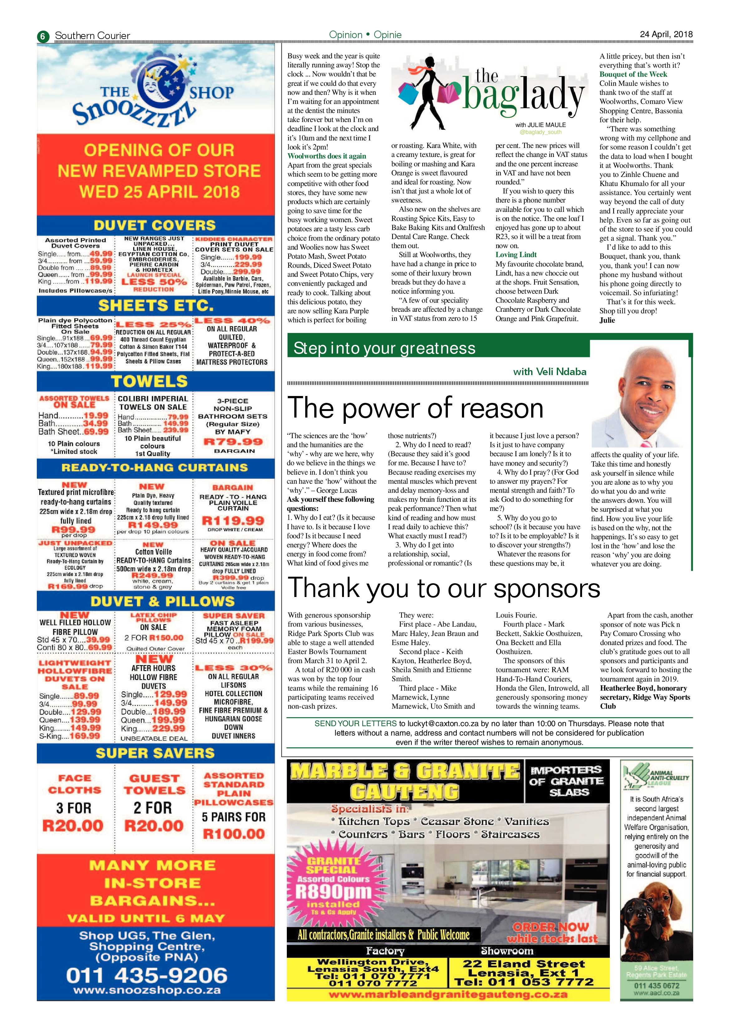 Southern Courier 24 April 2018 page 6