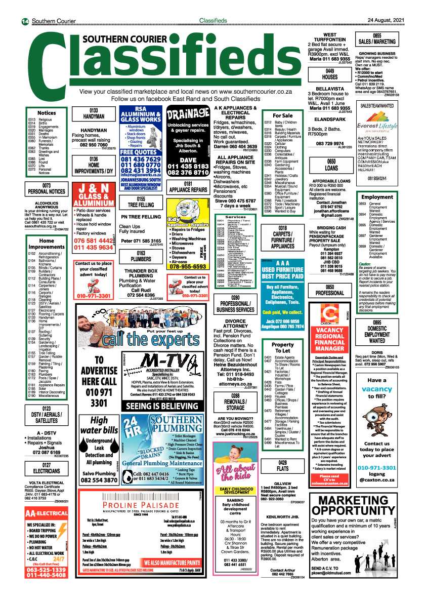 Southern Courier 24 August 2021 page 36