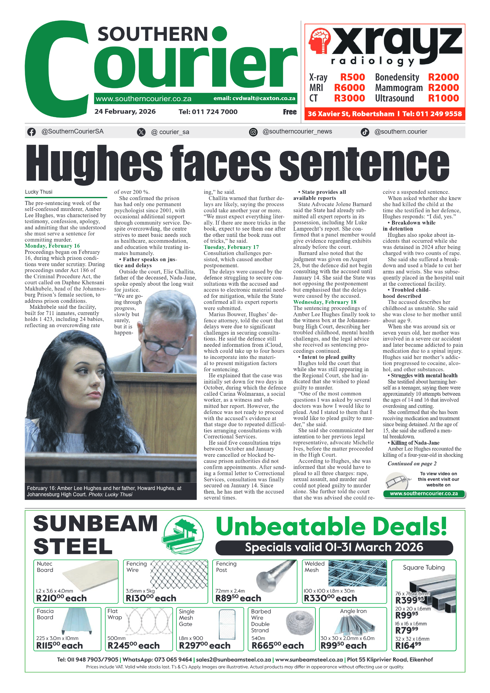 Southern Courier 24 February 2026 page 1