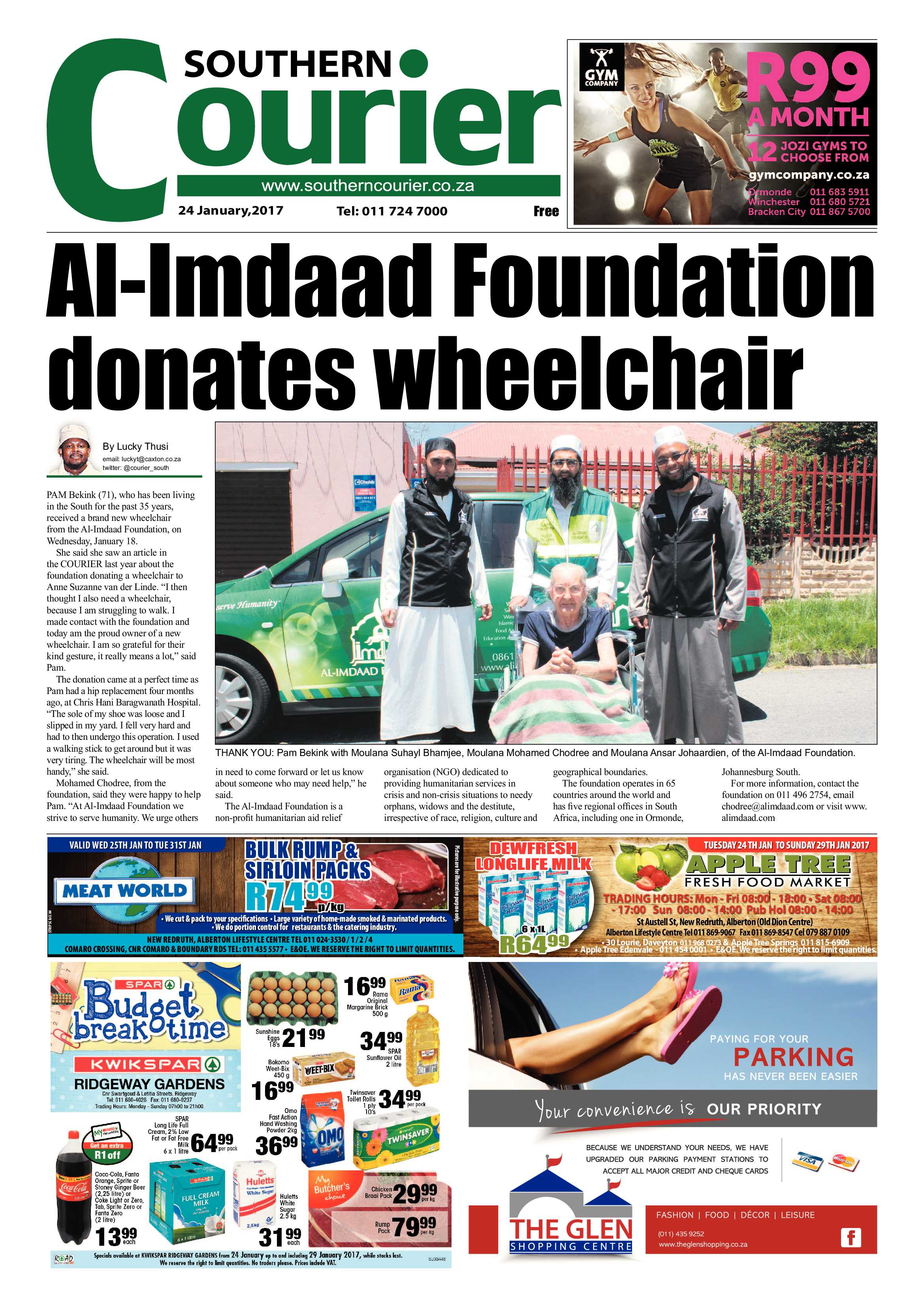 Southern Courier 24 January 2017 page 1