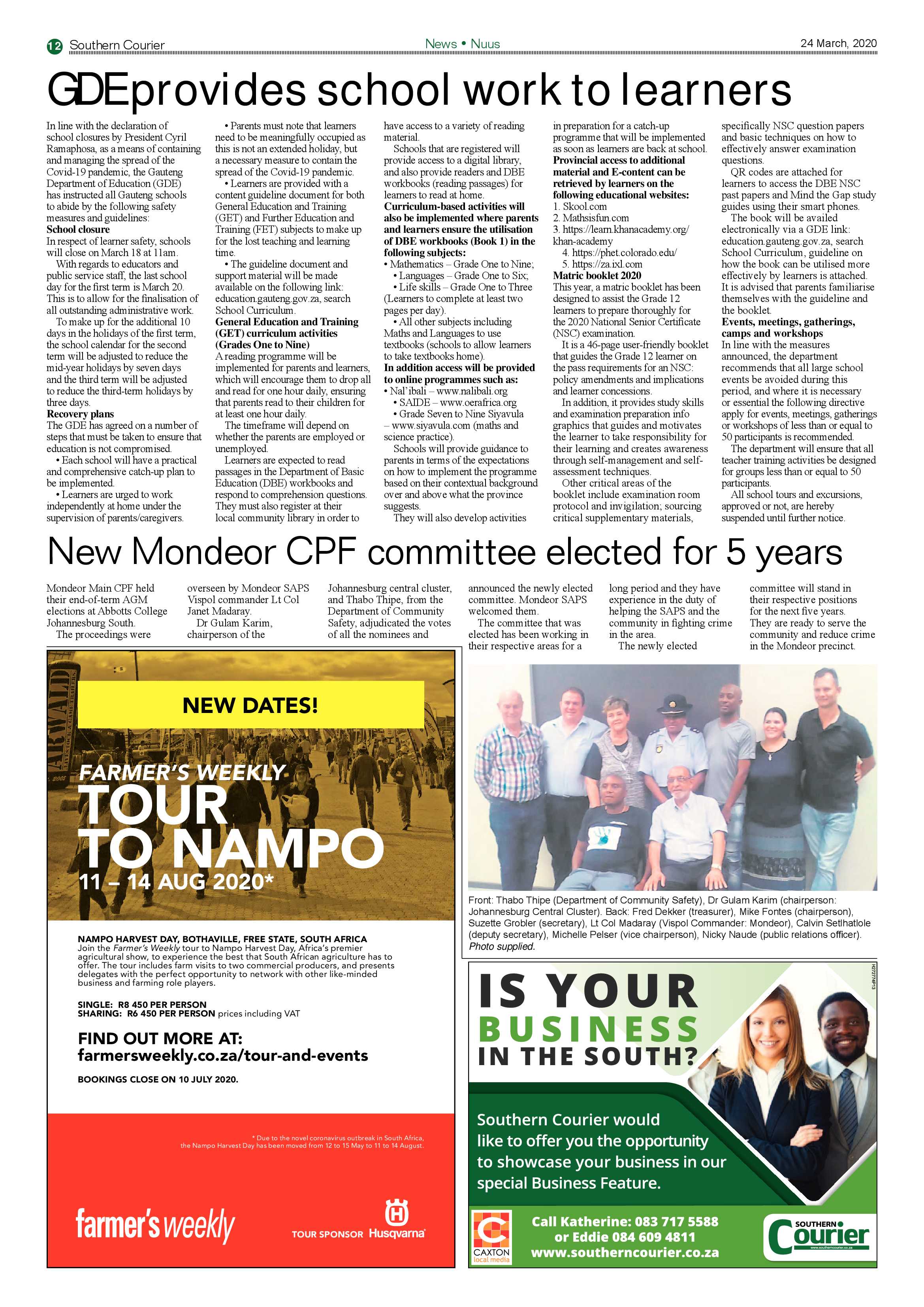 Southern Courier 24 March 2020 page 12