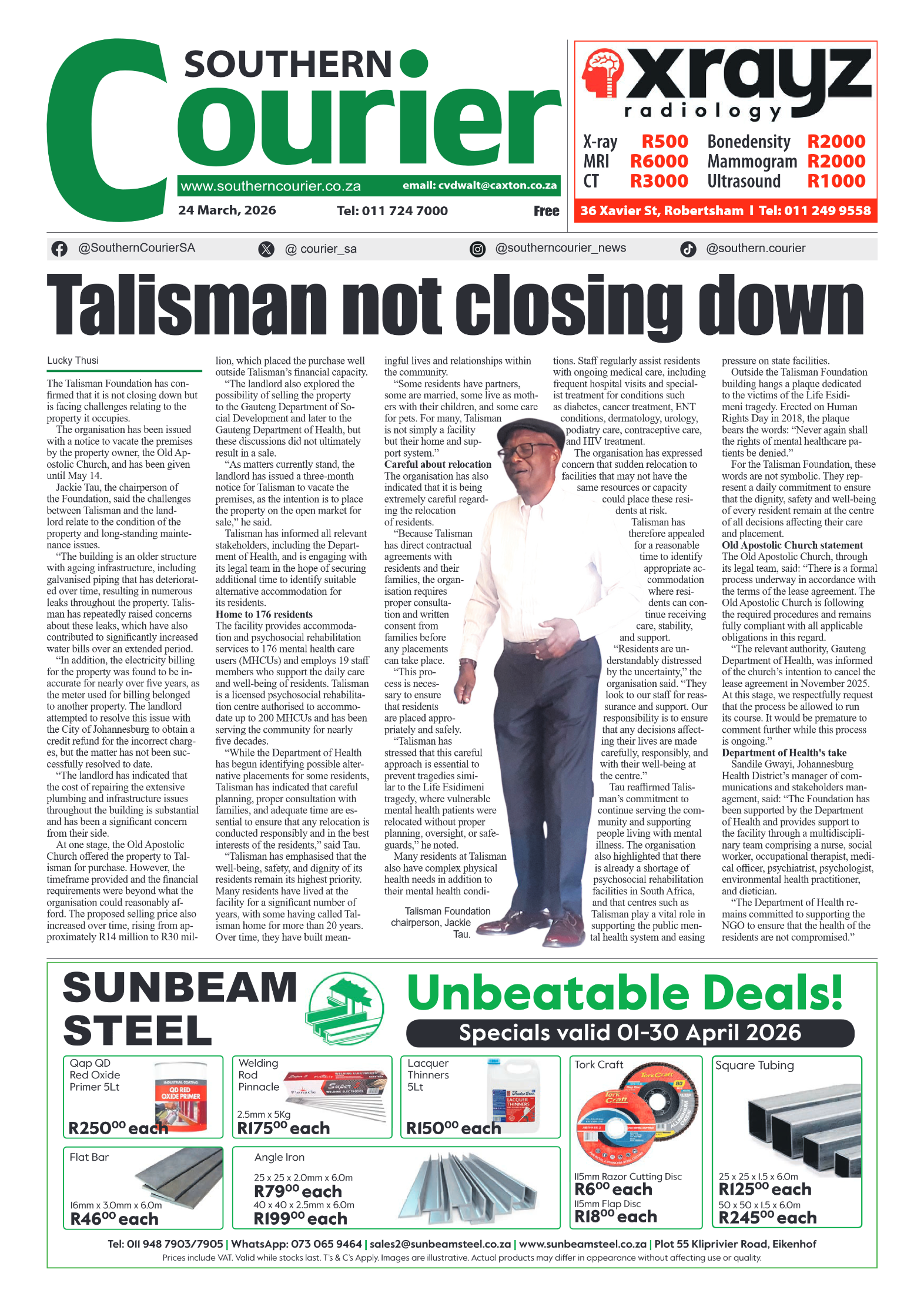 Southern Courier 24 March 2026 page 1