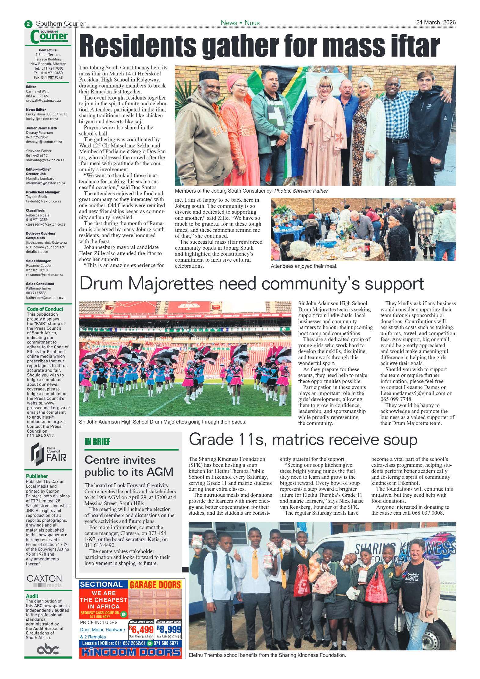 Southern Courier 24 March 2026 page 2