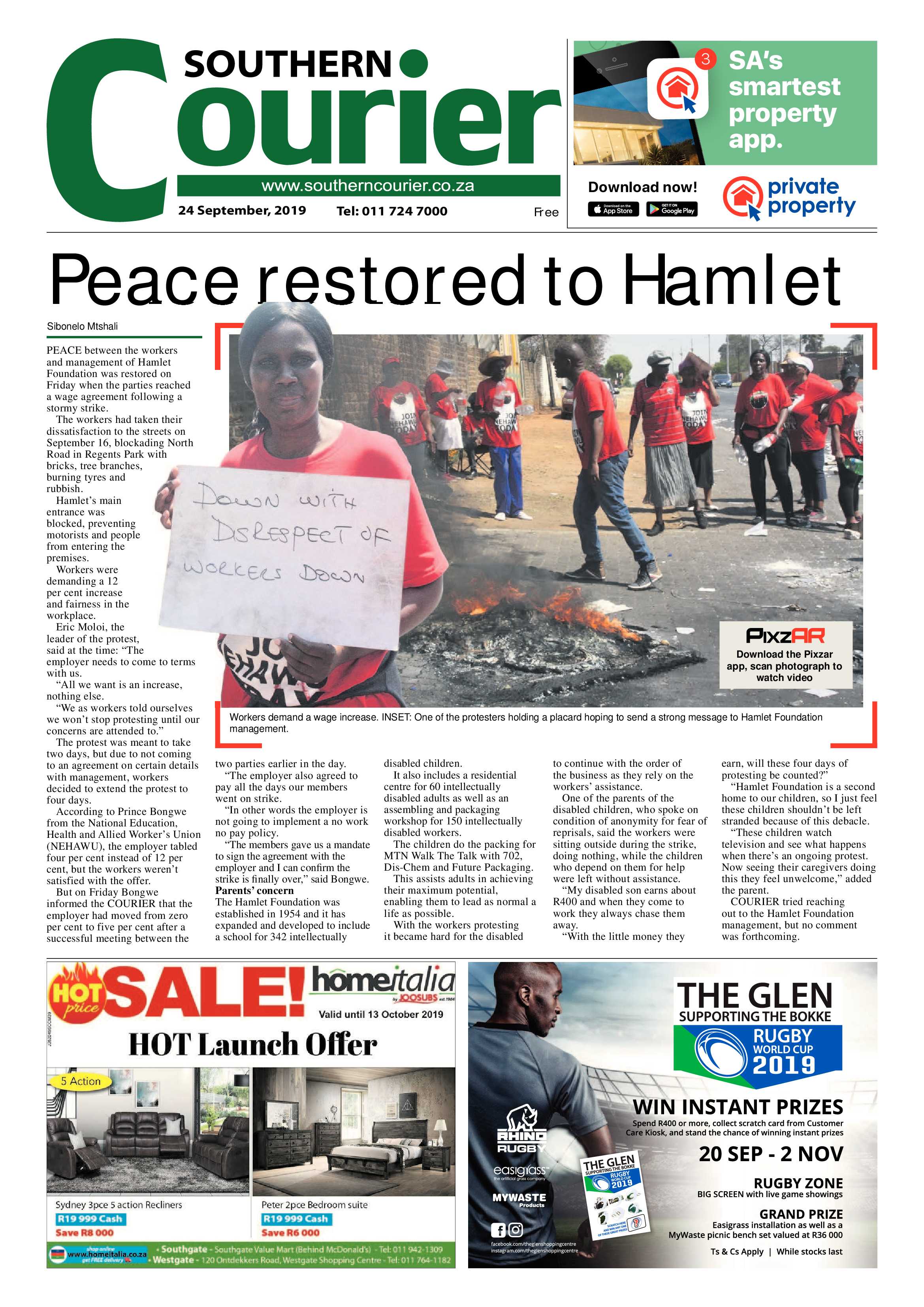Southern Courier 24 September 2019 page 1
