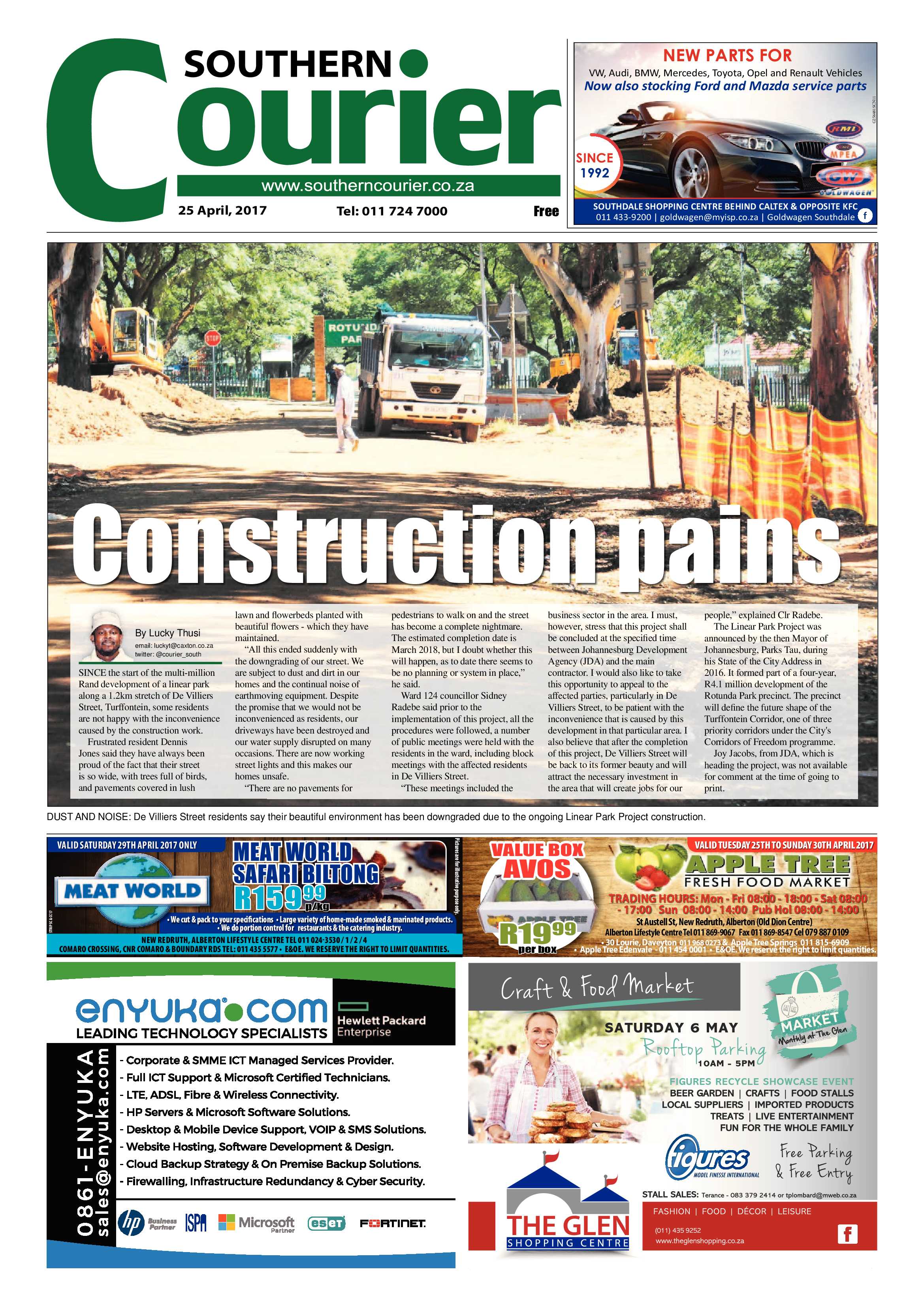 Southern Courier 25 April 2017 page 1