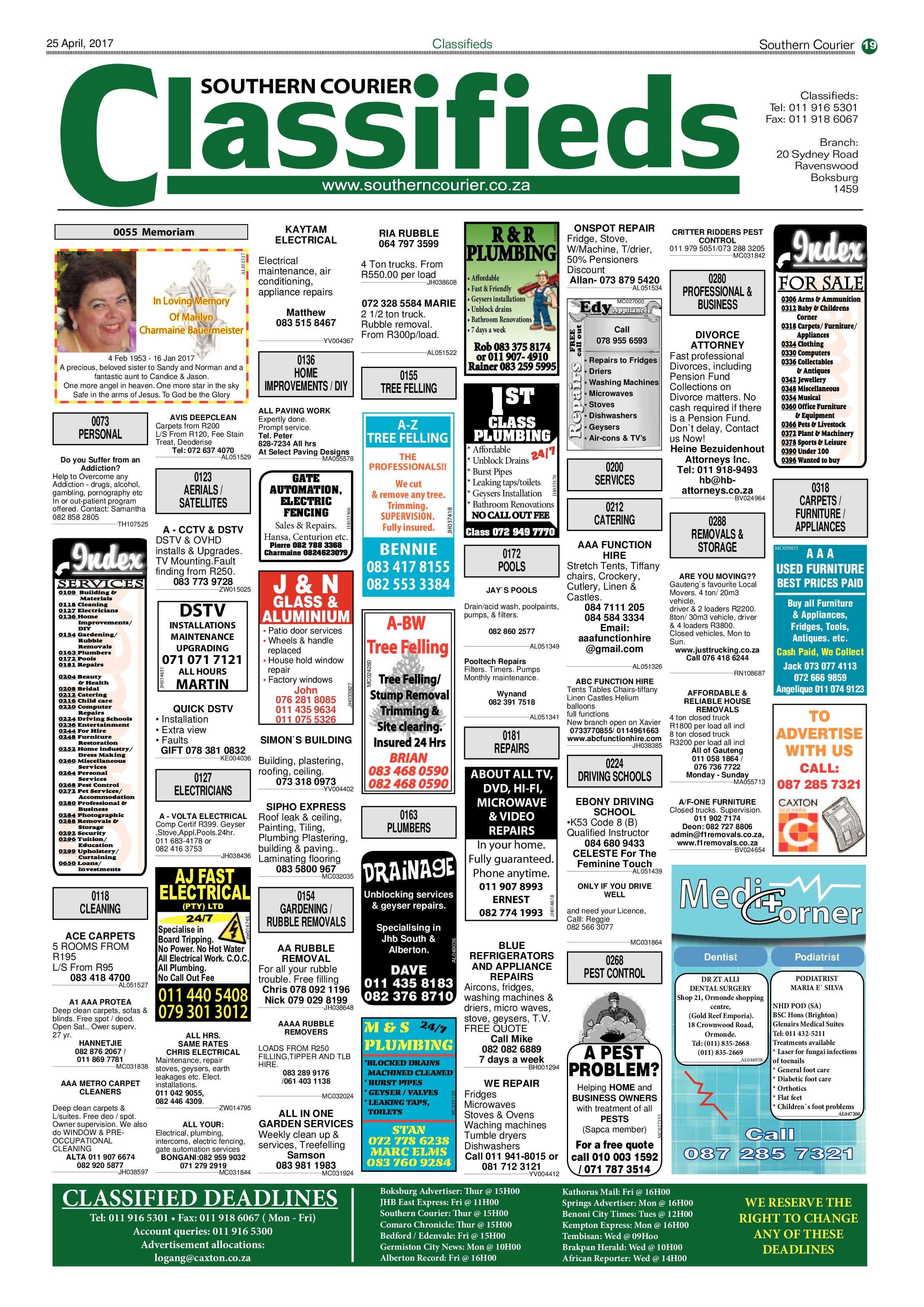 Southern Courier 25 April 2017 page 19