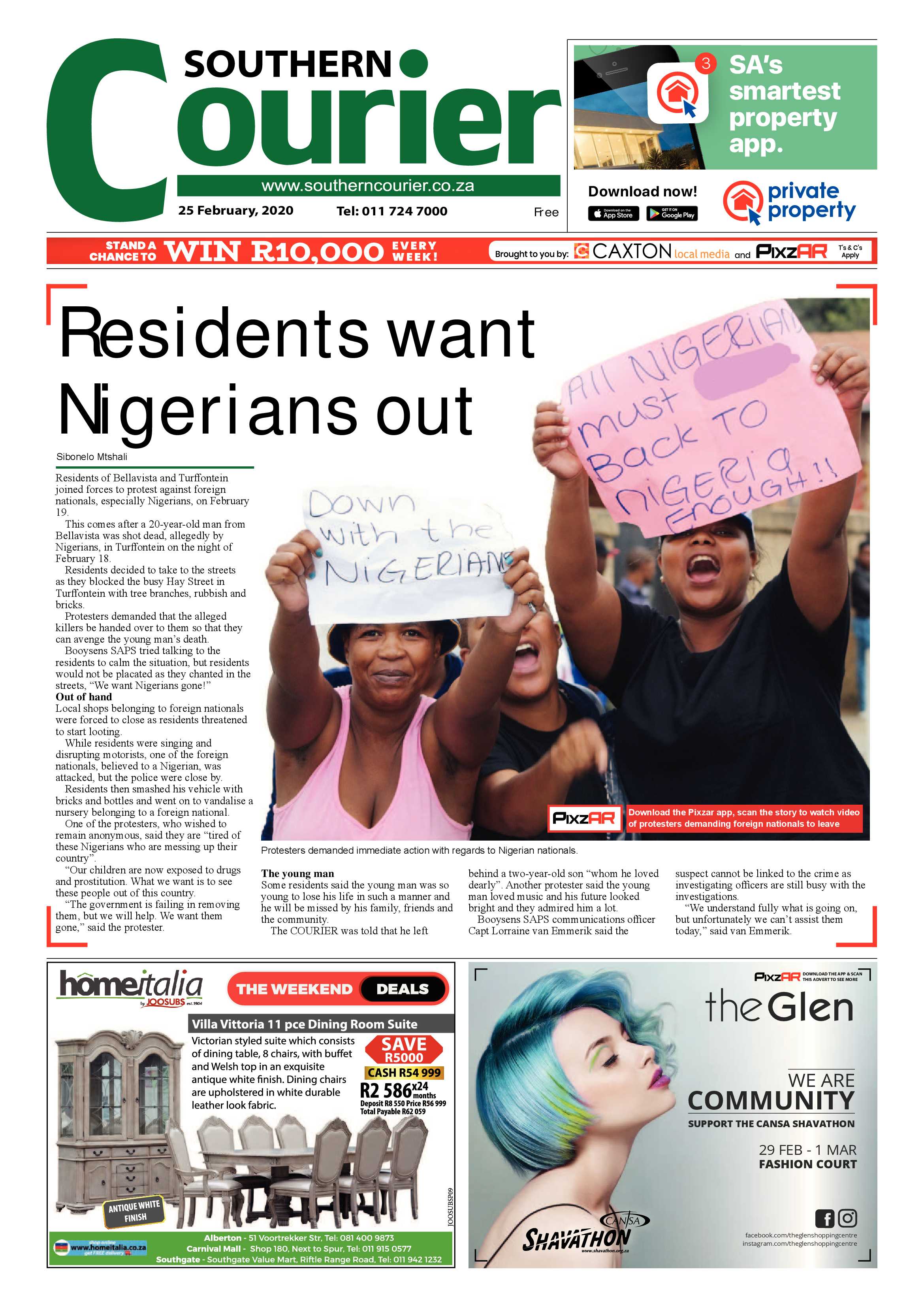 Southern Courier 25 February 2020 page 1