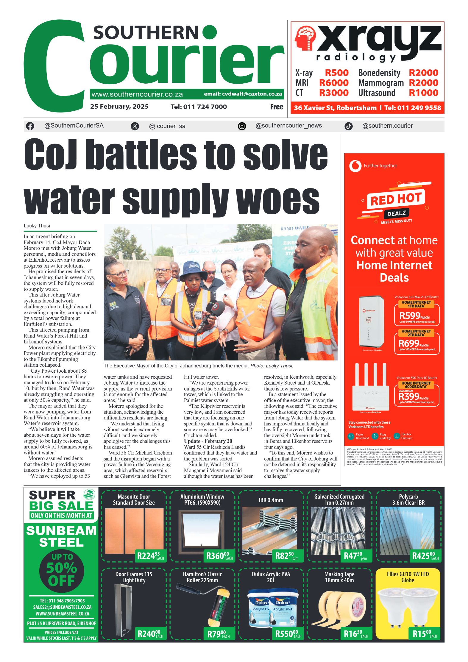 Southern Courier 25 February 2025 page 1