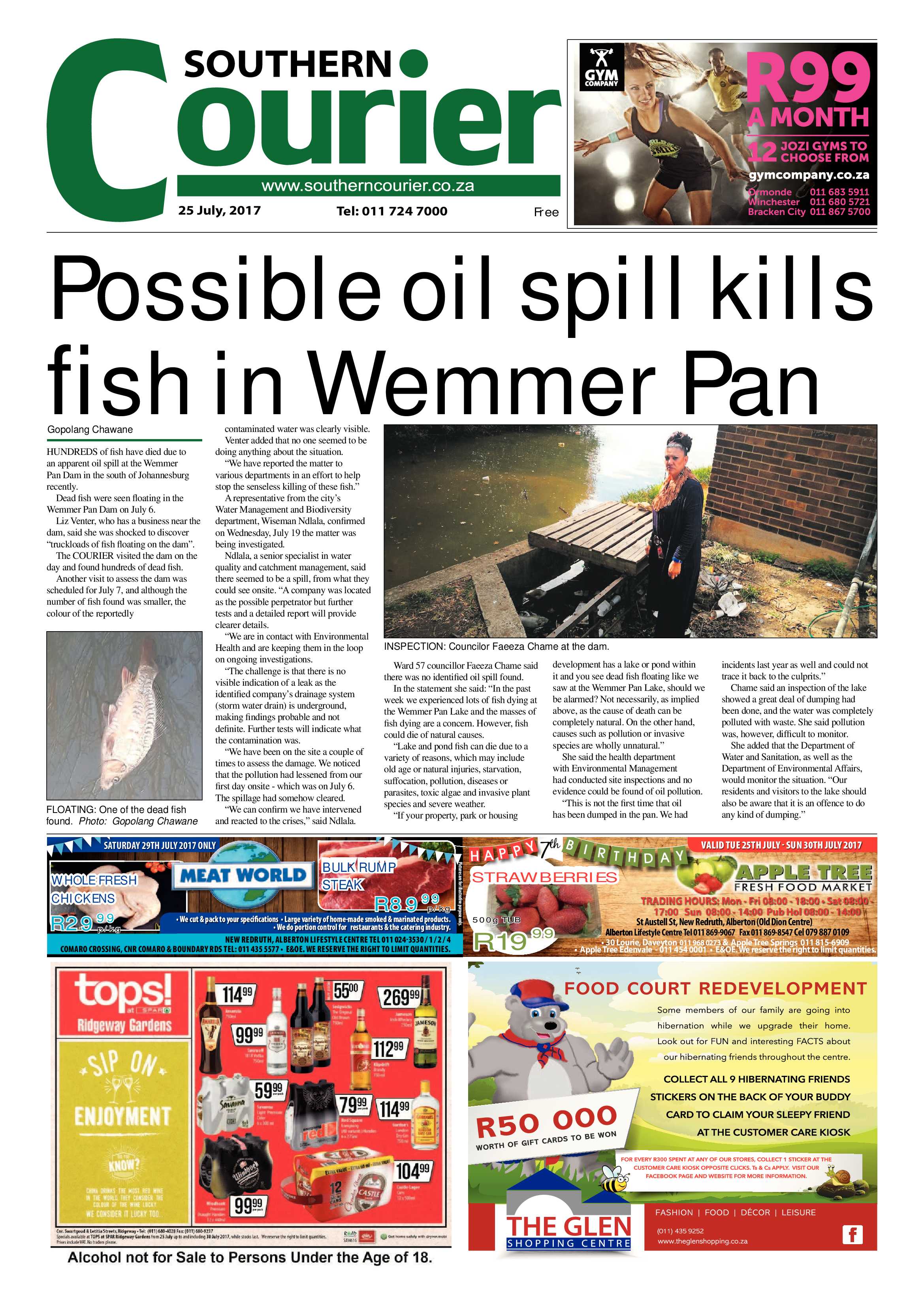 Southern Courier 25 July 2017 page 1