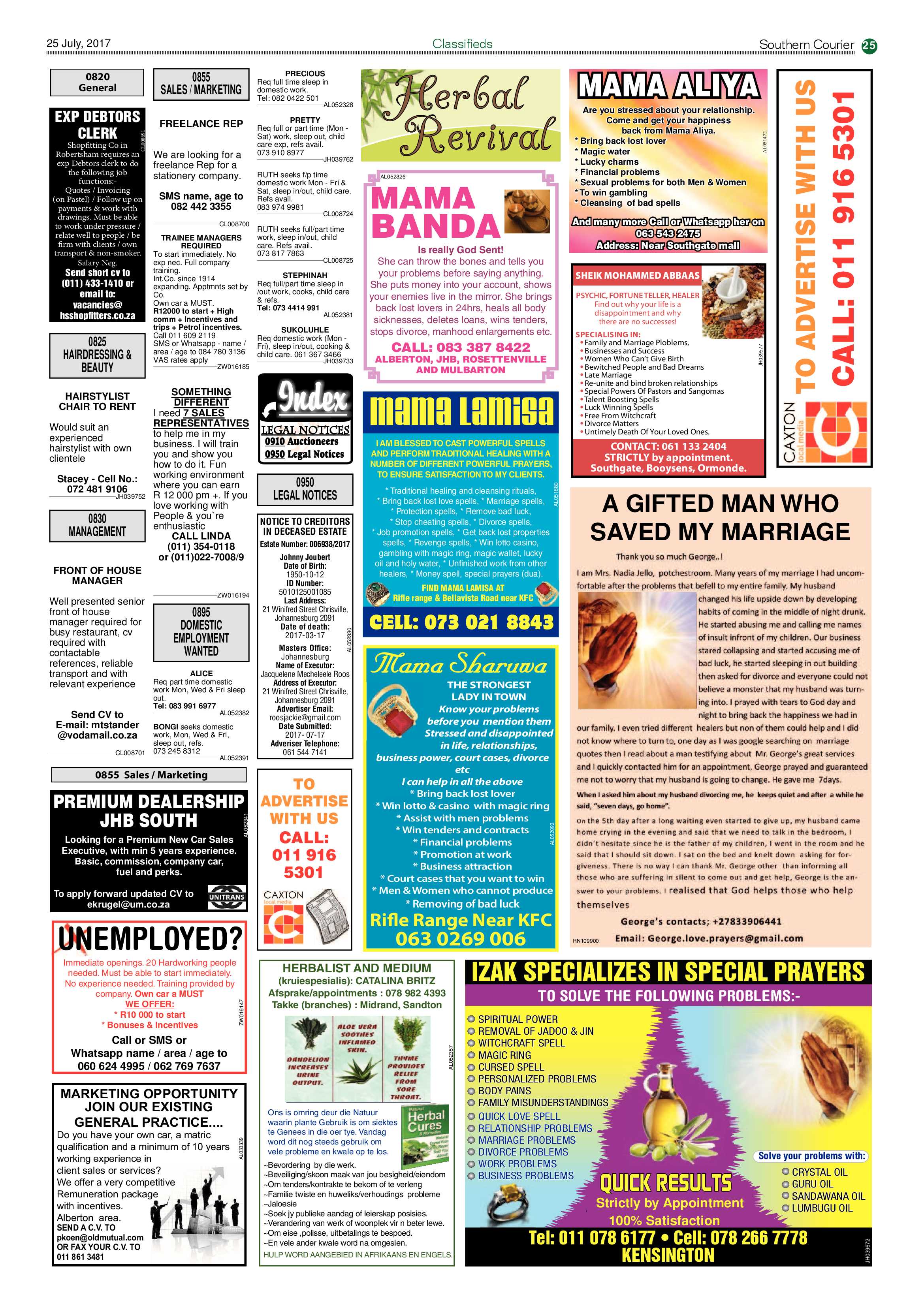 Southern Courier 25 July 2017 page 25