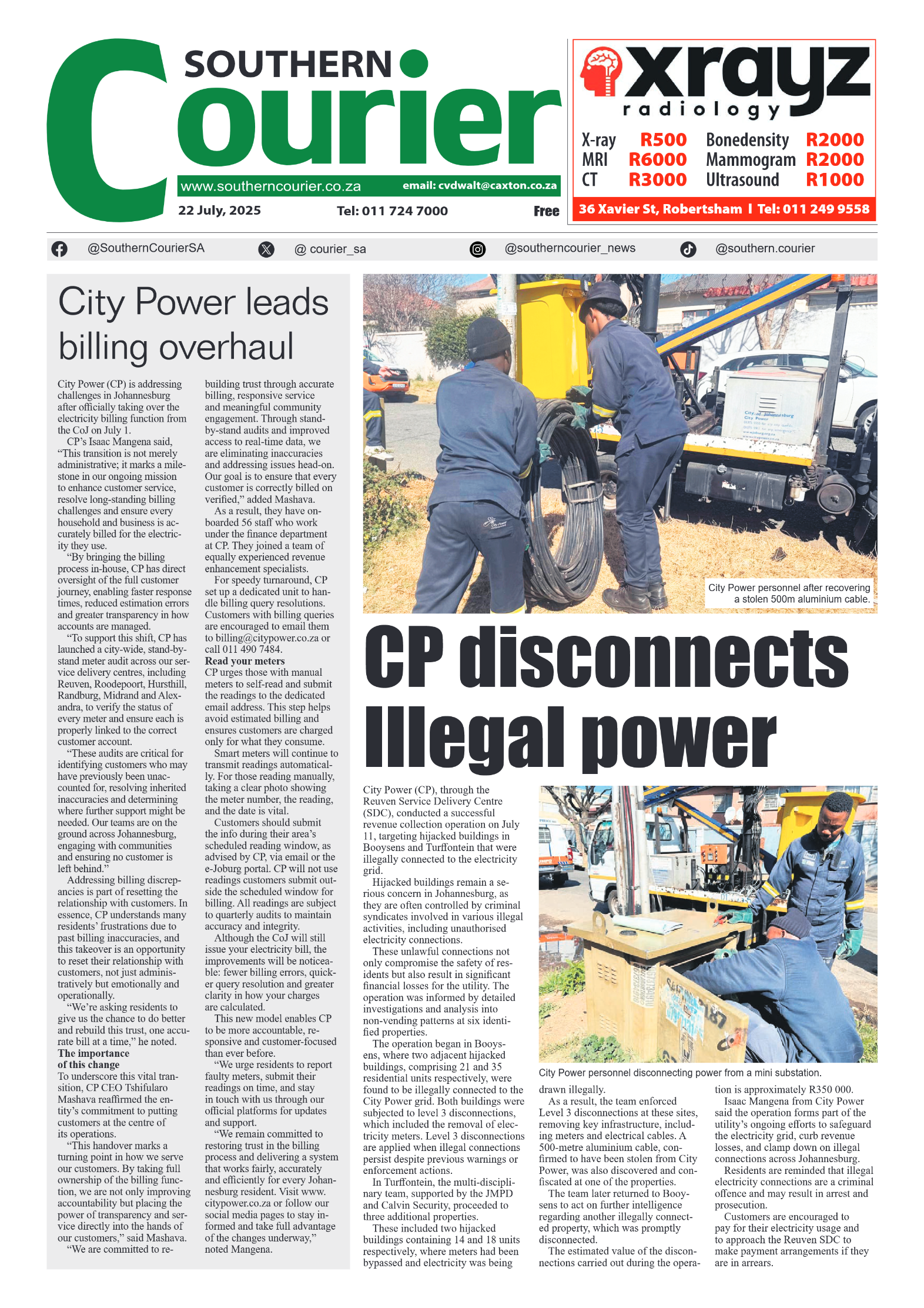 Southern Courier 25 July 2025 page 1