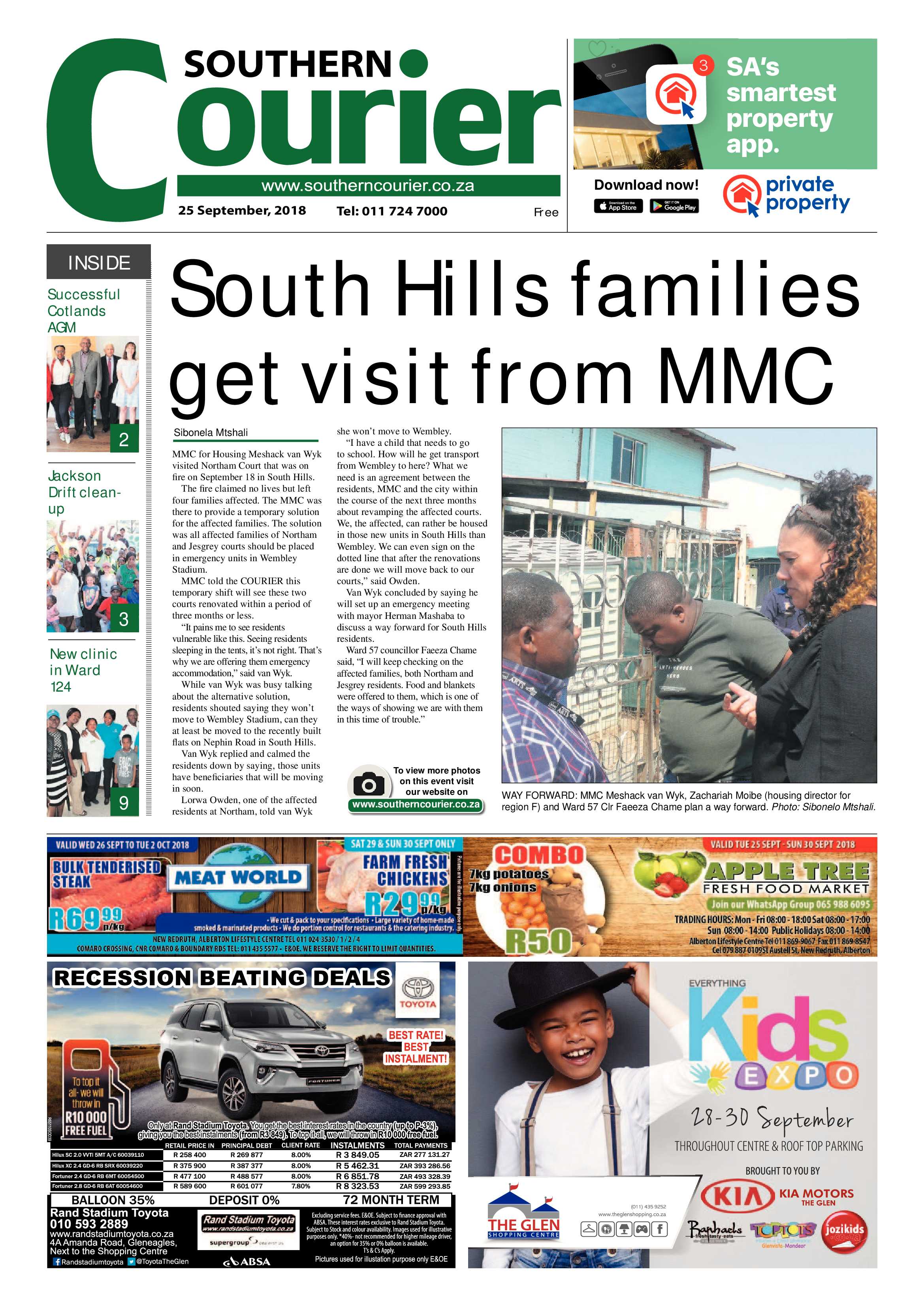 Southern Courier 25 September 2018 page 1