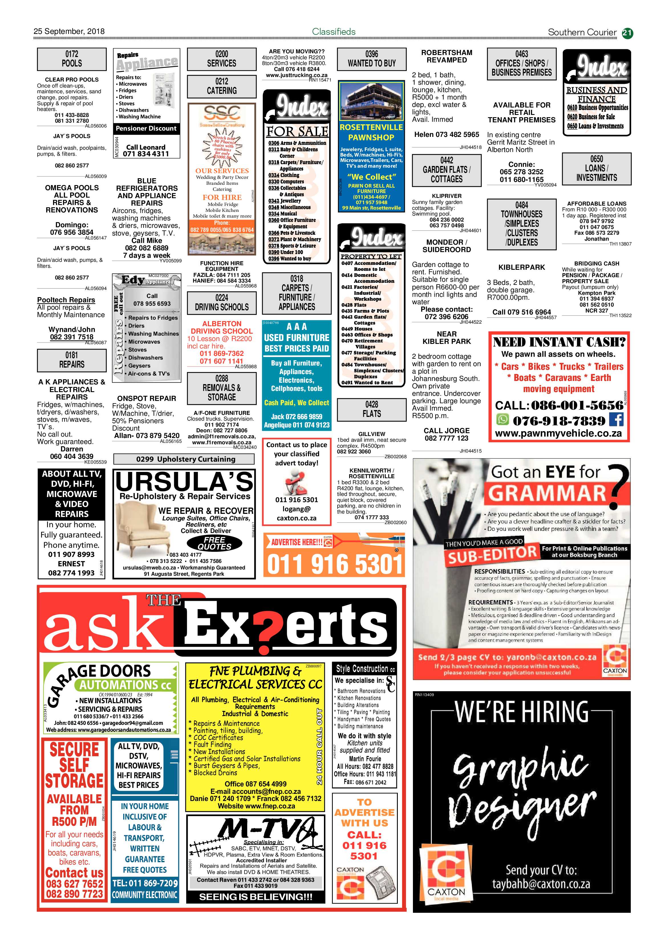 Southern Courier 25 September 2018 page 21