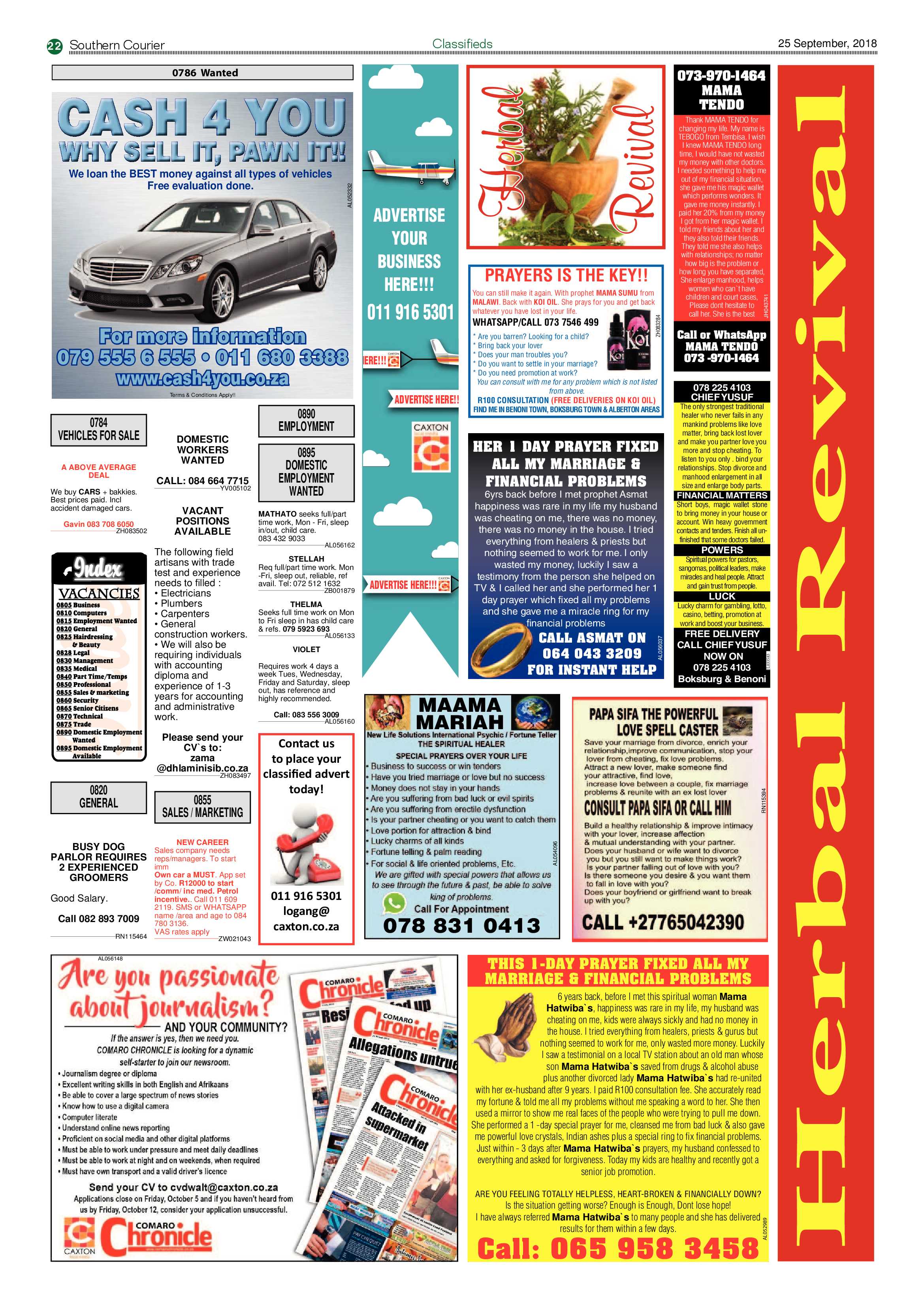 Southern Courier 25 September 2018 page 22