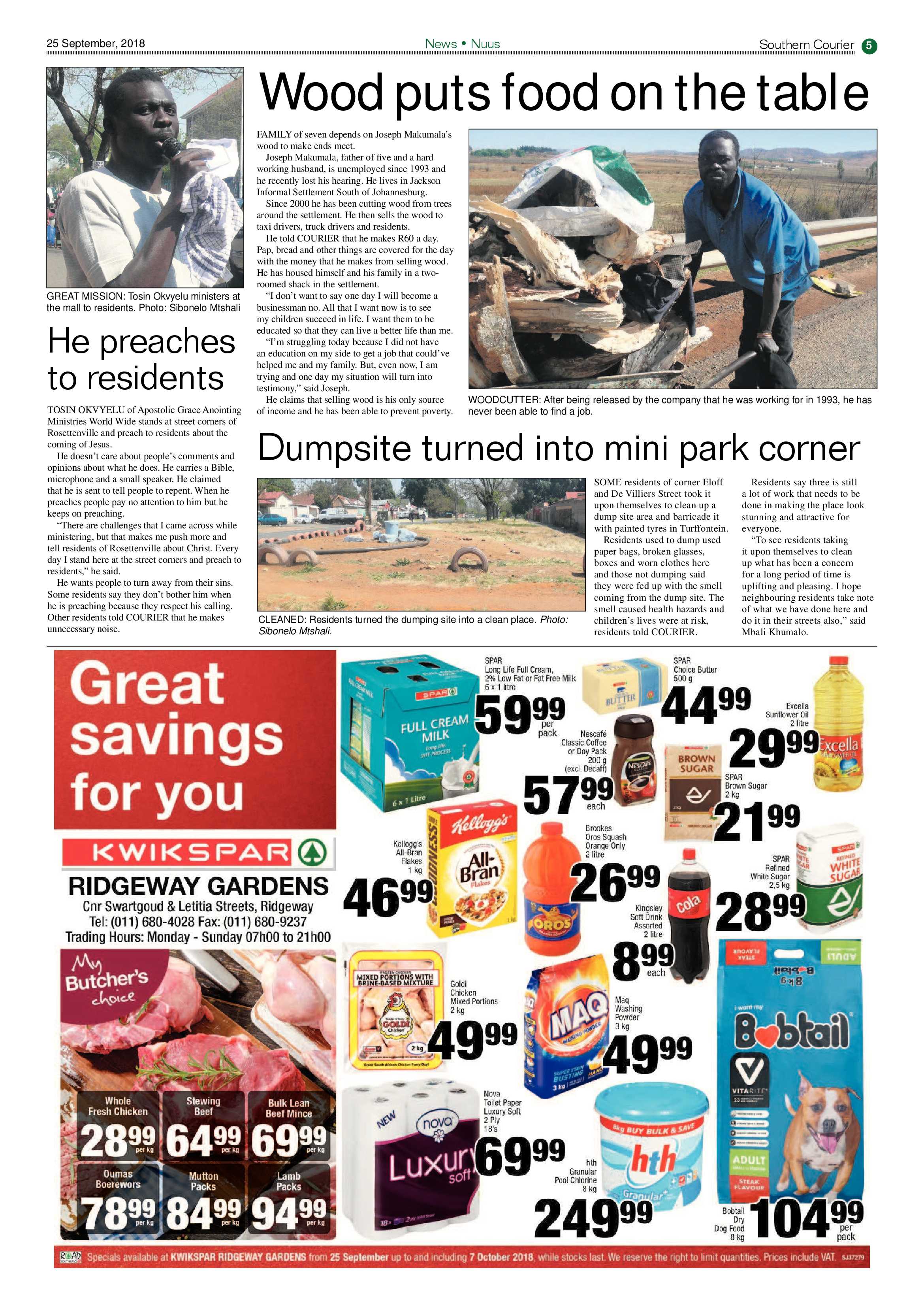 Southern Courier 25 September 2018 page 5